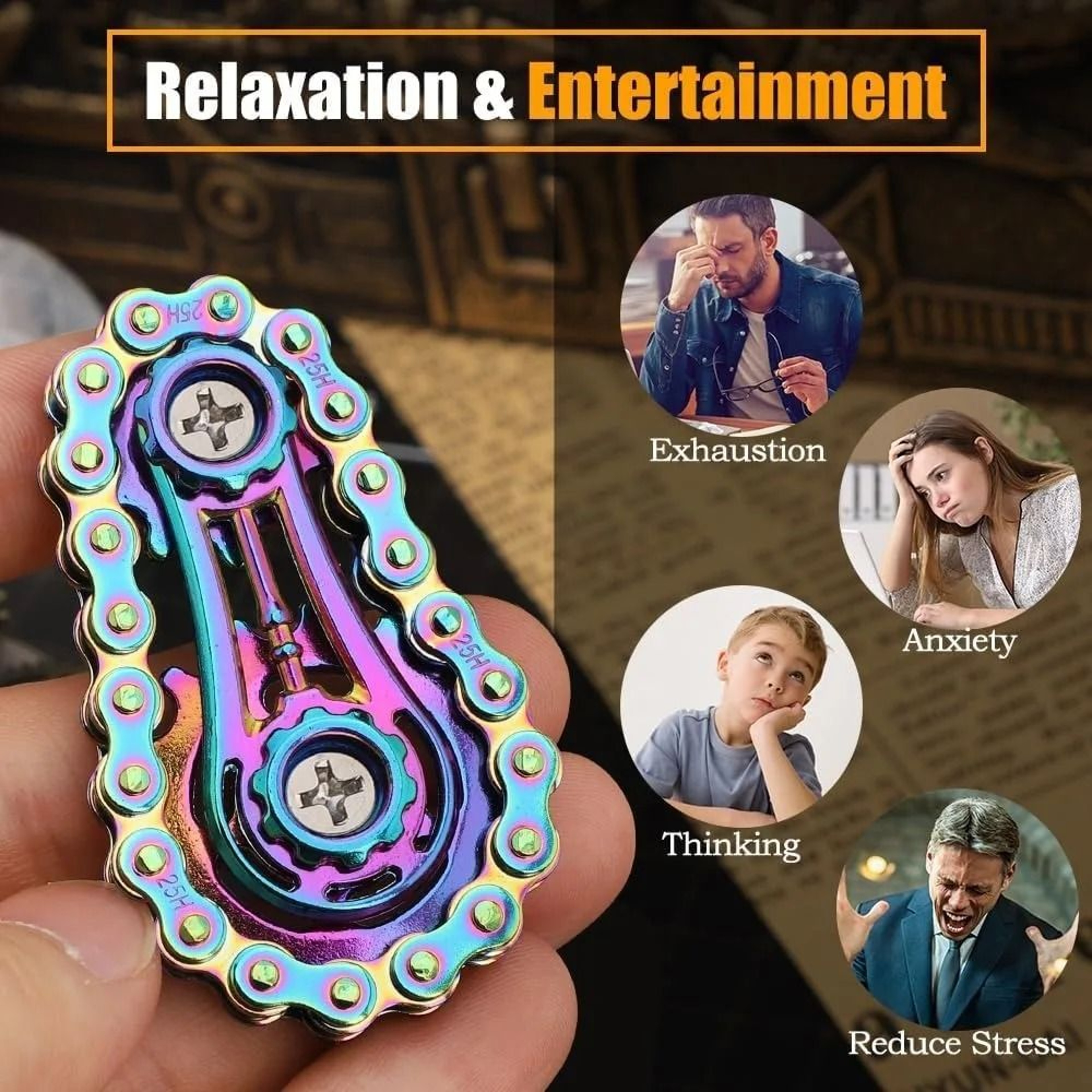Sensory Bike Chain EDC Metal Fidget Spinner AntiStress Relief Toy For ADHD And Autism 4