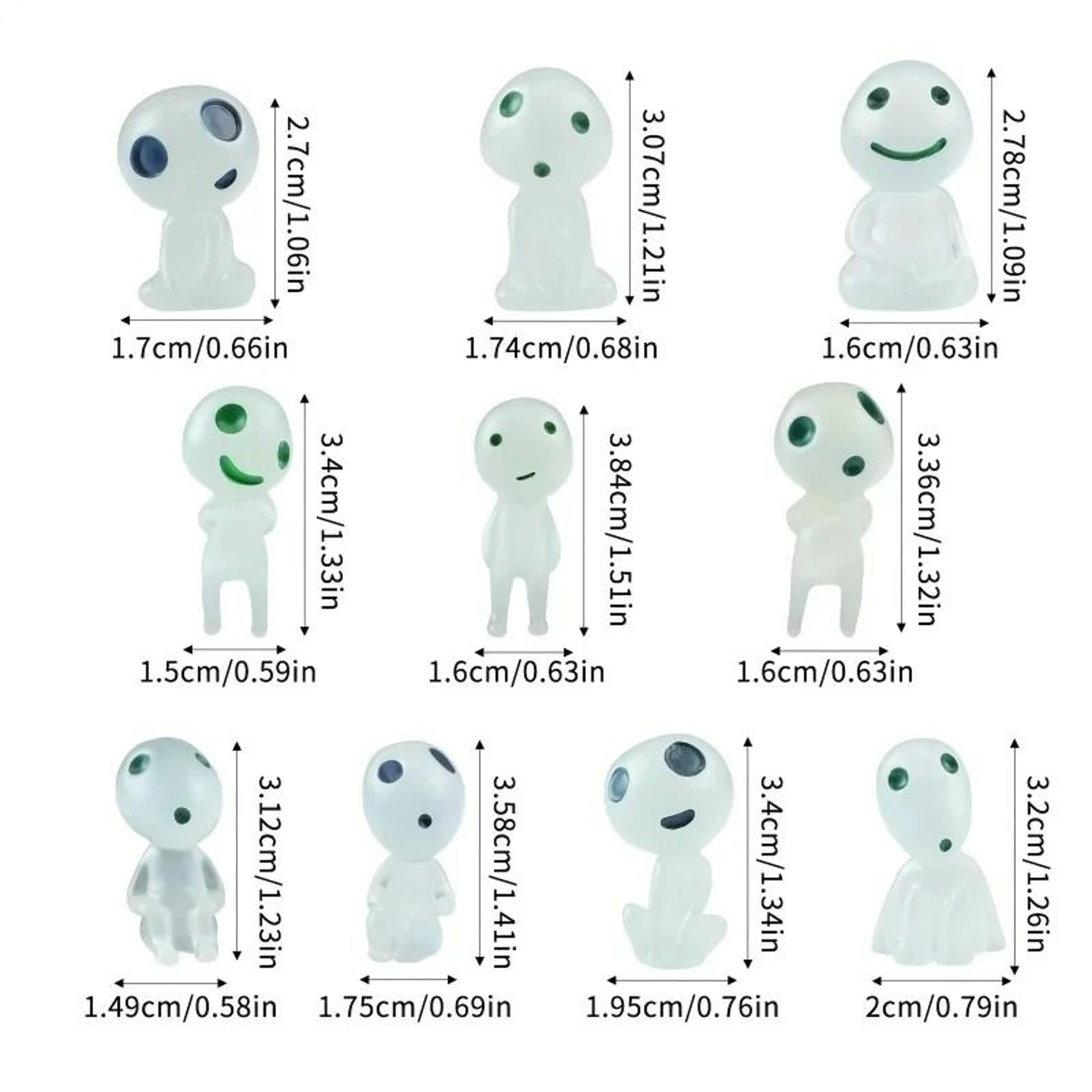 10pcs Luminous Resin Ghost Figures Miniature Alien Decor For Halloween And DIY Terrariums 3