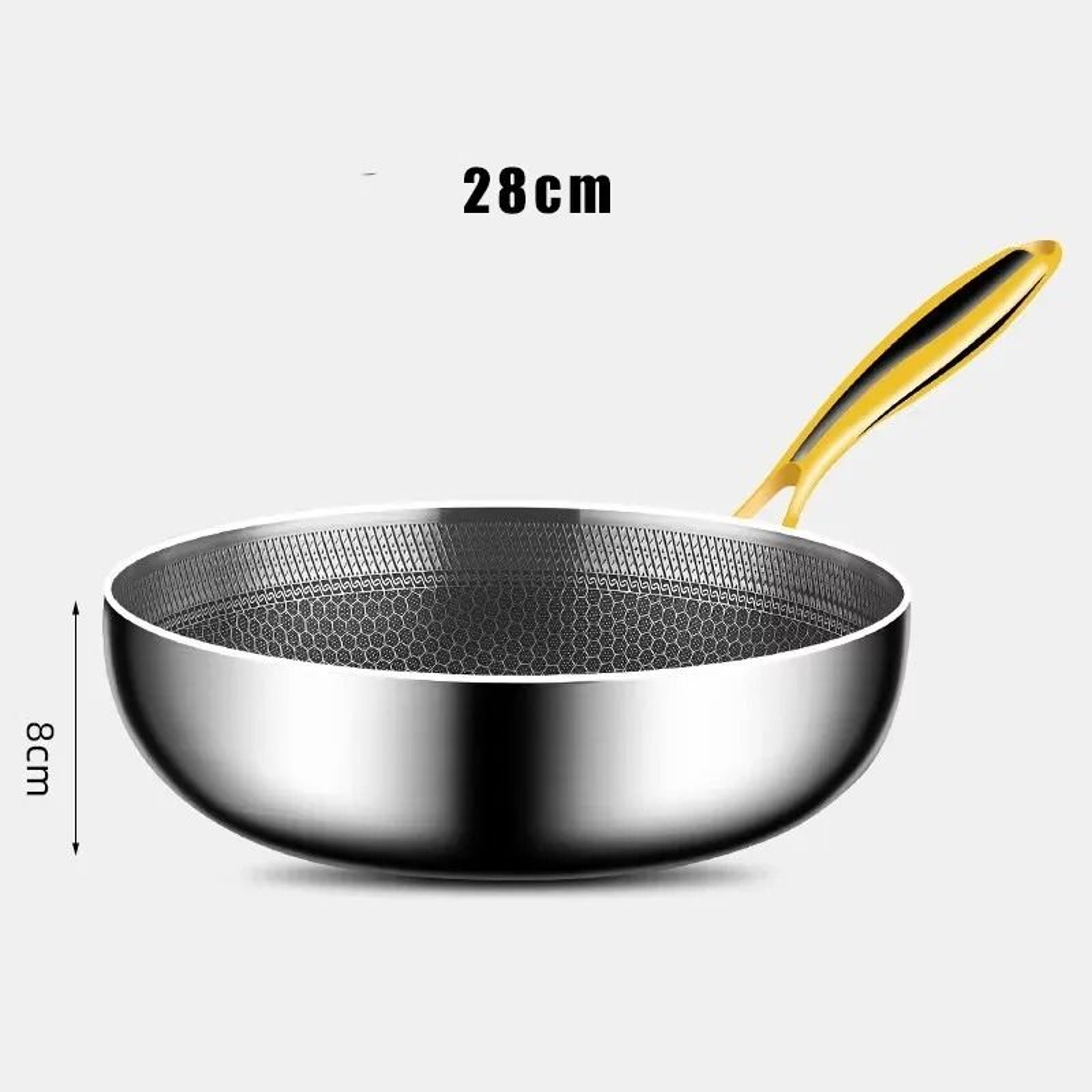 Premium 316 Stainless Steel Honeycomb Frying Pan And NonStick Wok For Induction And Gas 6