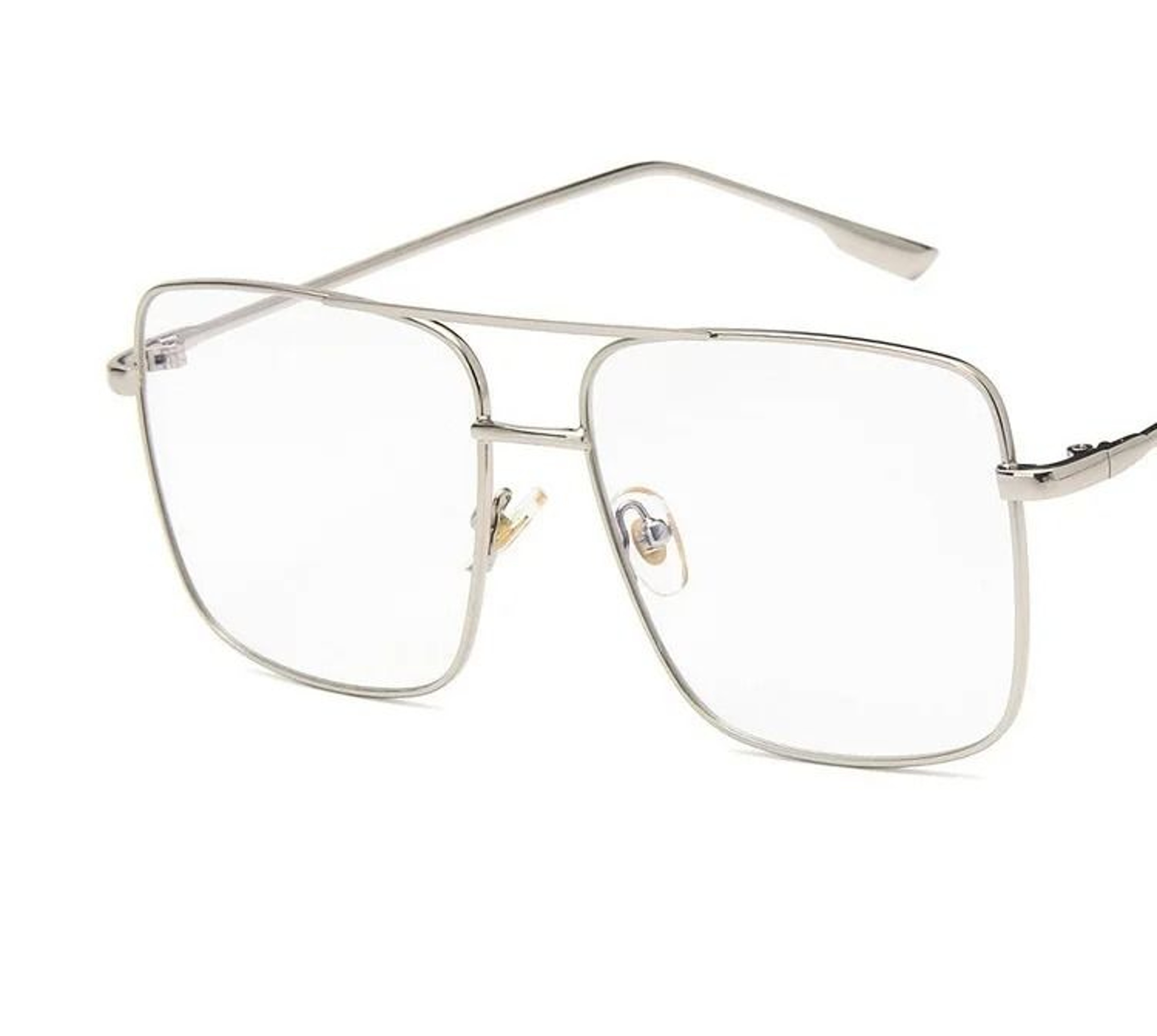 Vintage Oversized Square Metal Eyeglasses  Gold Fashion Frames 7