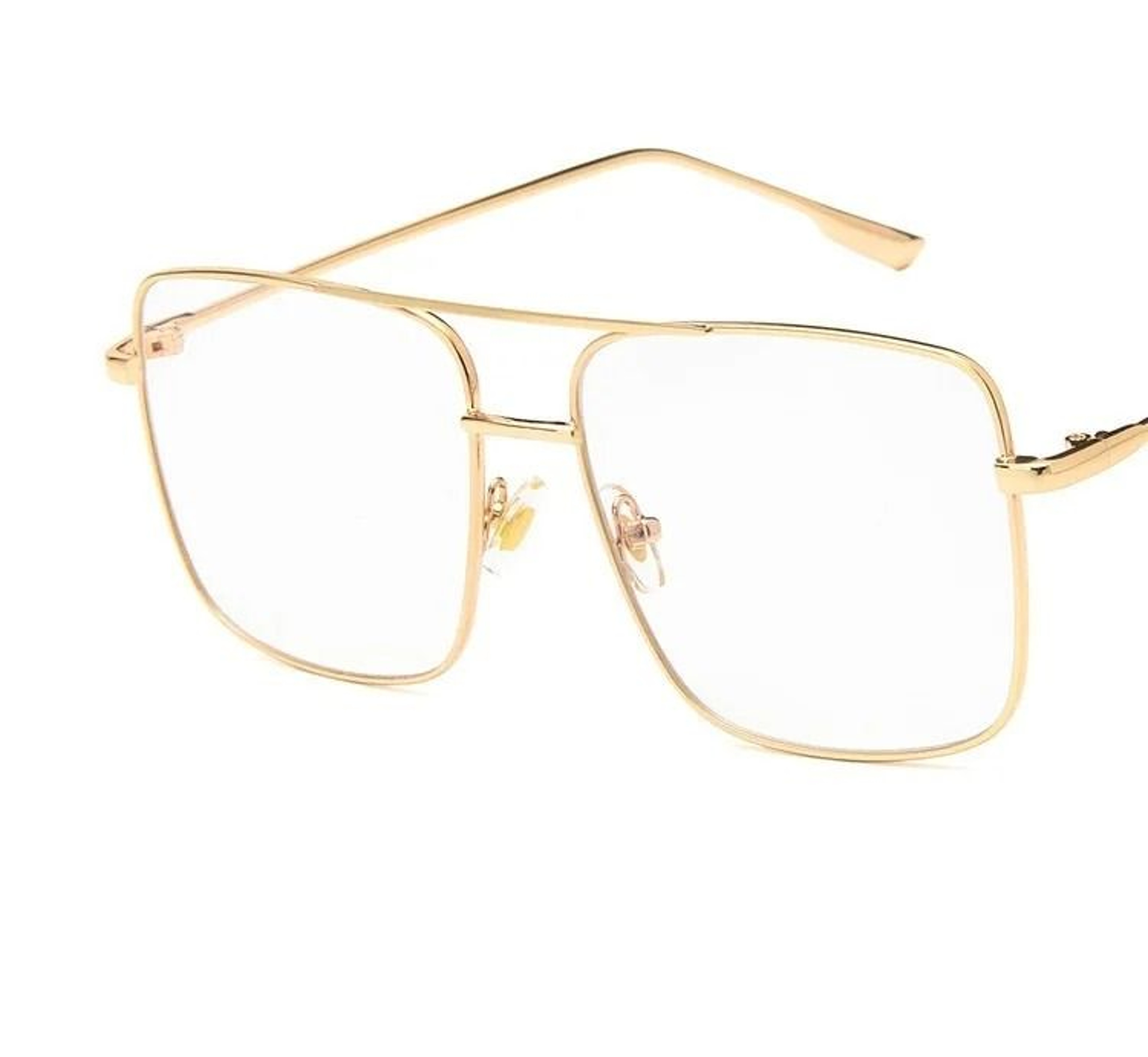 Vintage Oversized Square Metal Eyeglasses  Gold Fashion Frames 8