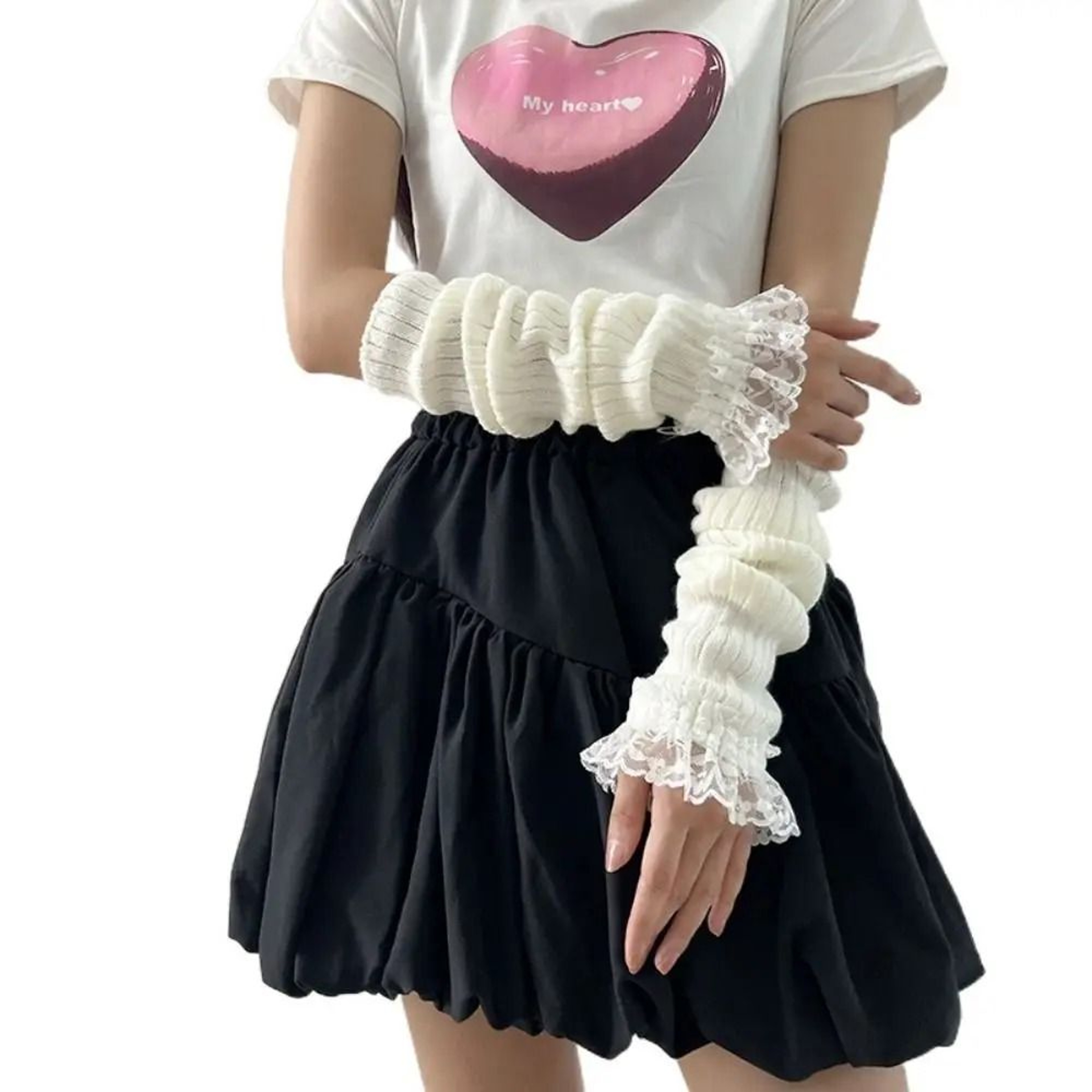 Elegant LaceTrimmed Knitted Arm Warmers  Lolita  Harajuku Style 13