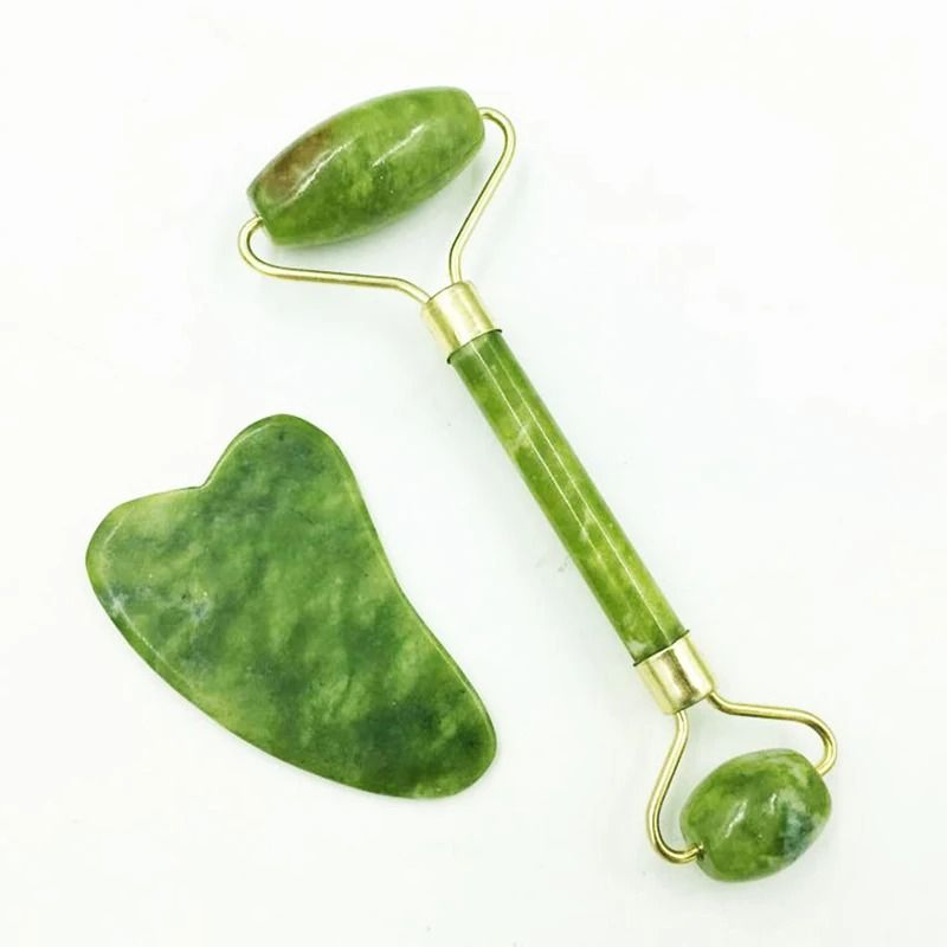 Natural Jade Facial Roller And Gua Sha Scraping Massager Set 5