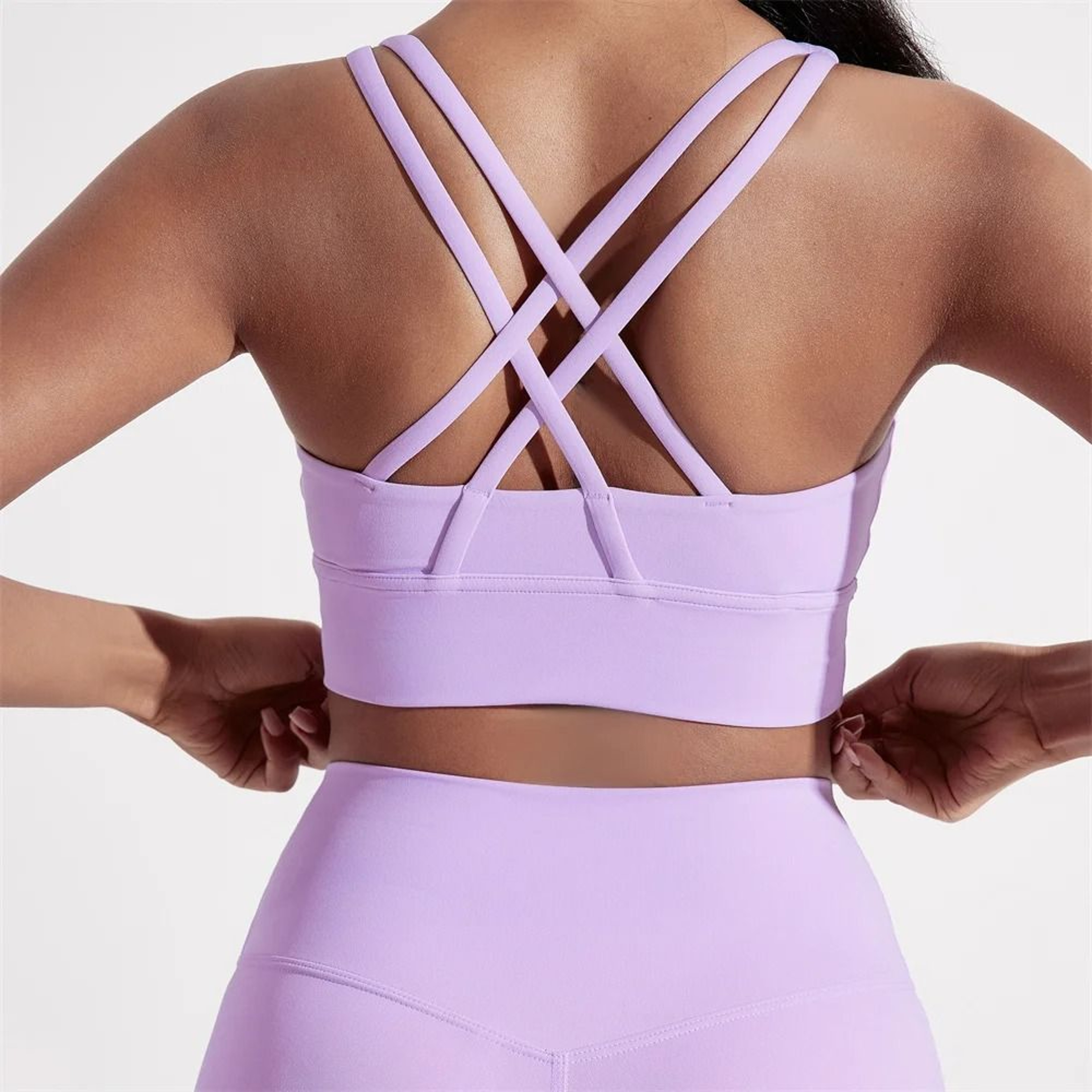 Womens HighStrength CrossBack Sport Bra  Solid Color Fitness Yoga Top 13