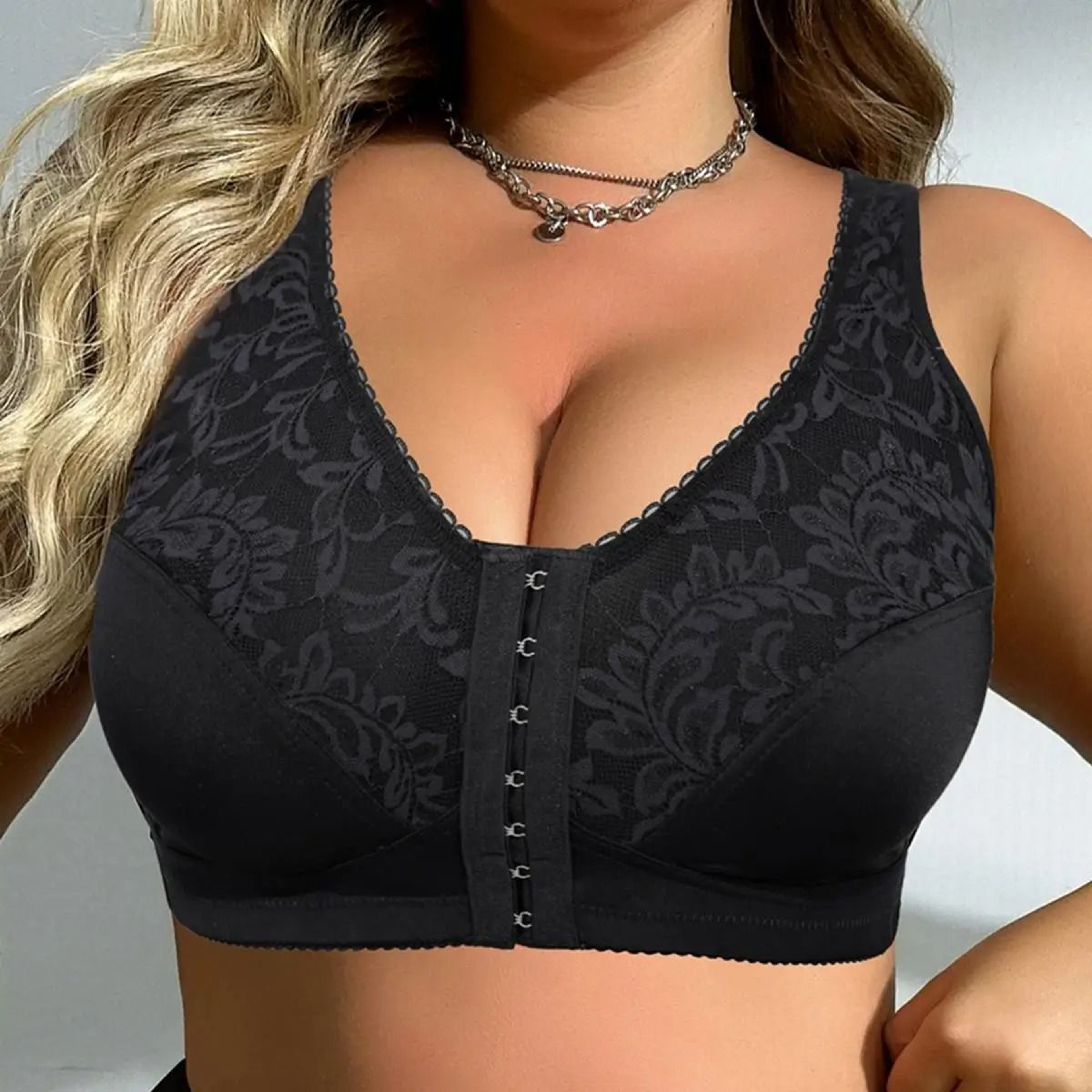BEAUWEAR 7Hook Front Closure Minimizer Bra  WireFree Unlined Comfort Bralette 6