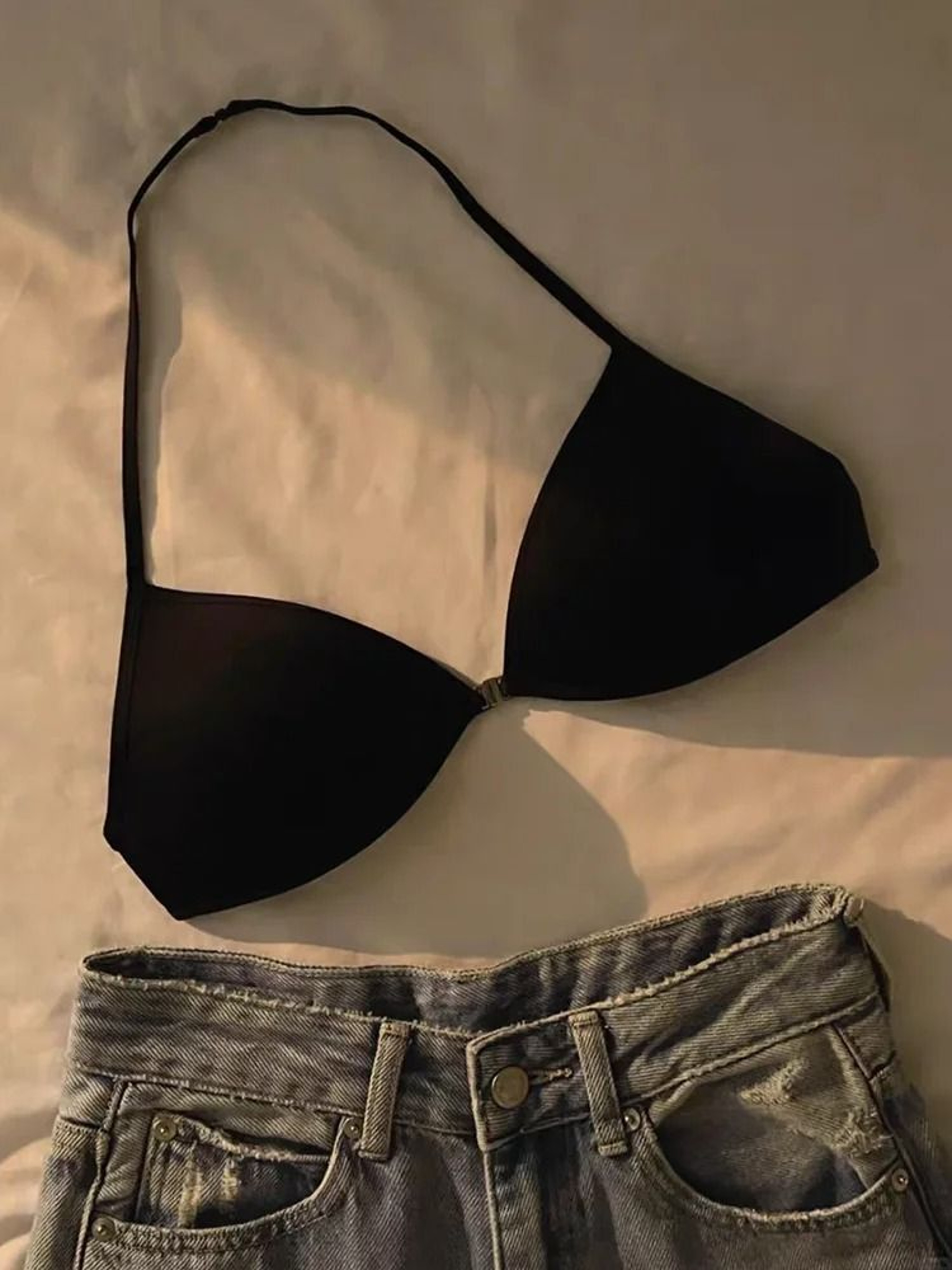 Womens French Triangle PushUp Bra  FrontButton Seamless Wireless Lingerie 0