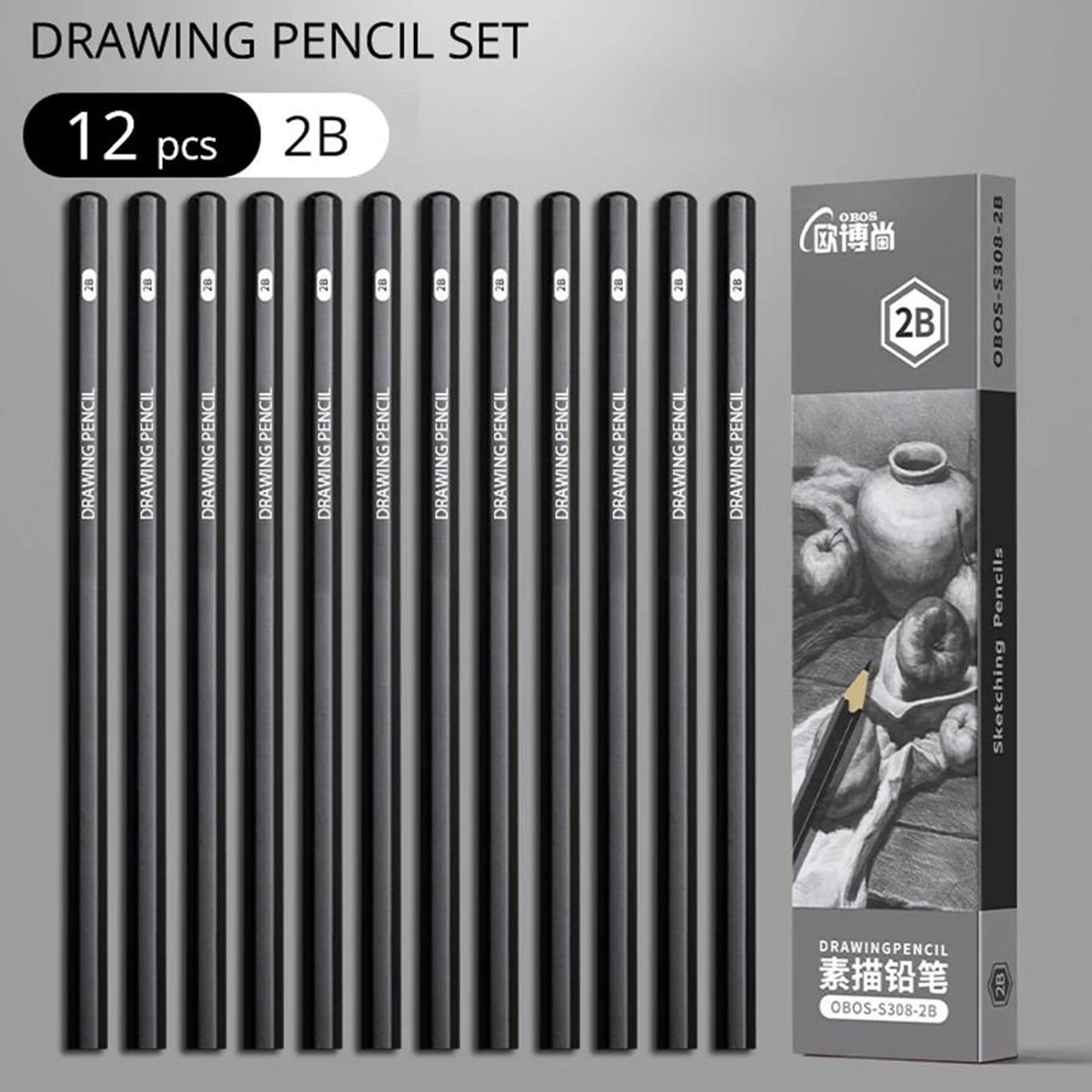 Professional MultiGrade Graphite  Charcoal Sketching Pencil Set 9