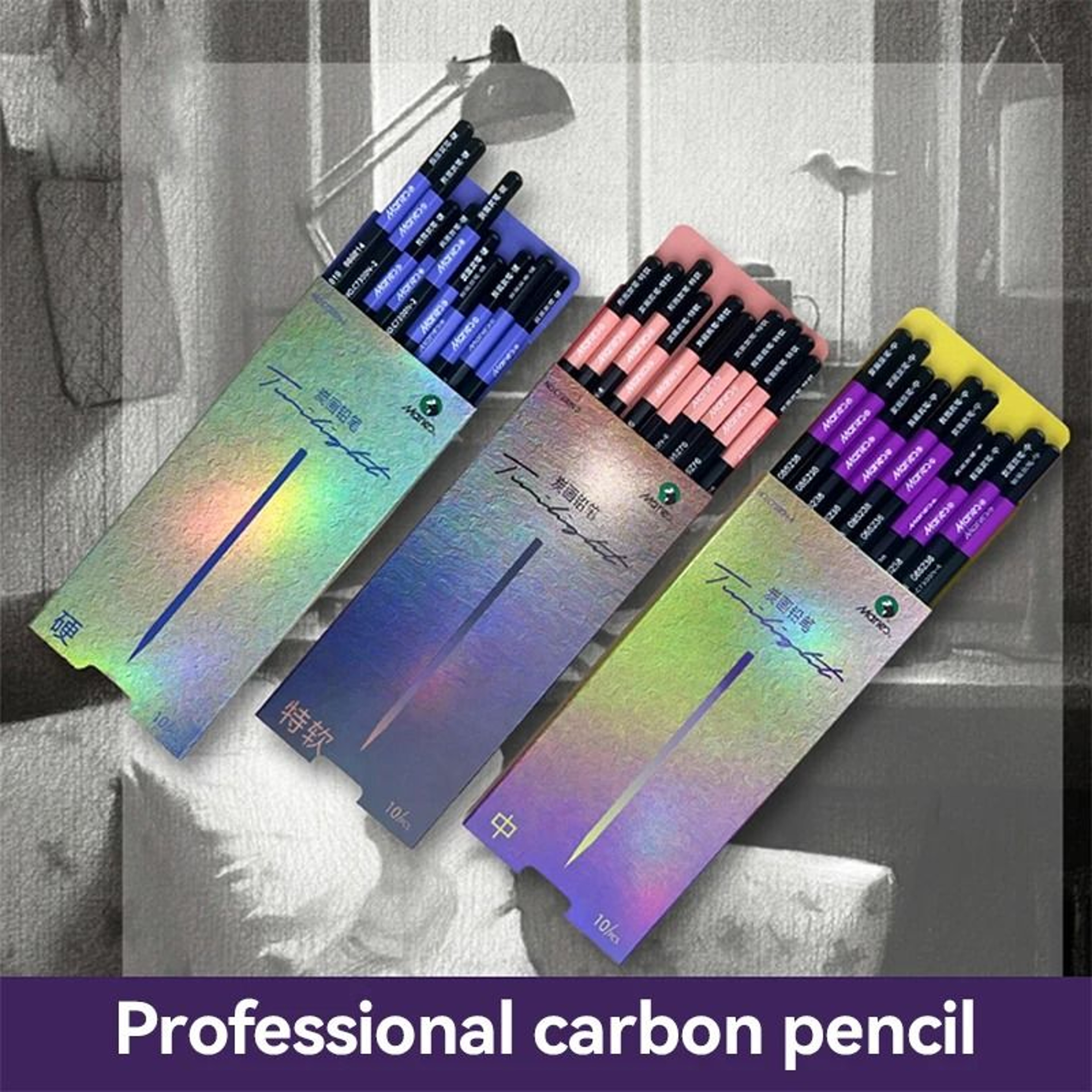 Professional 10Piece Charcoal  Graphite Sketching Set  Premium Artist Grade 0