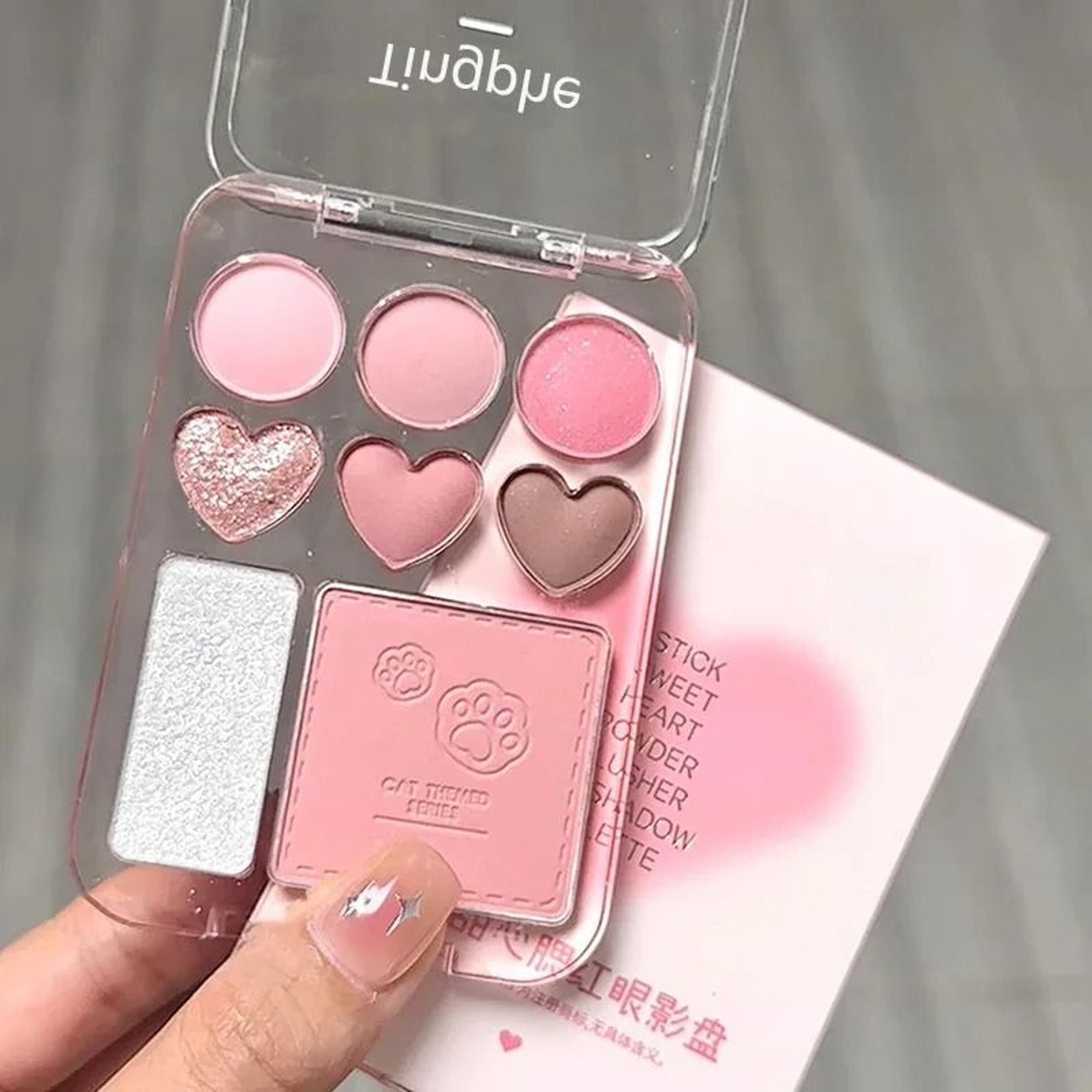 8Color HeartShaped Palette  Pink  Orange Eyeshadow Blusher  Highlighter 5