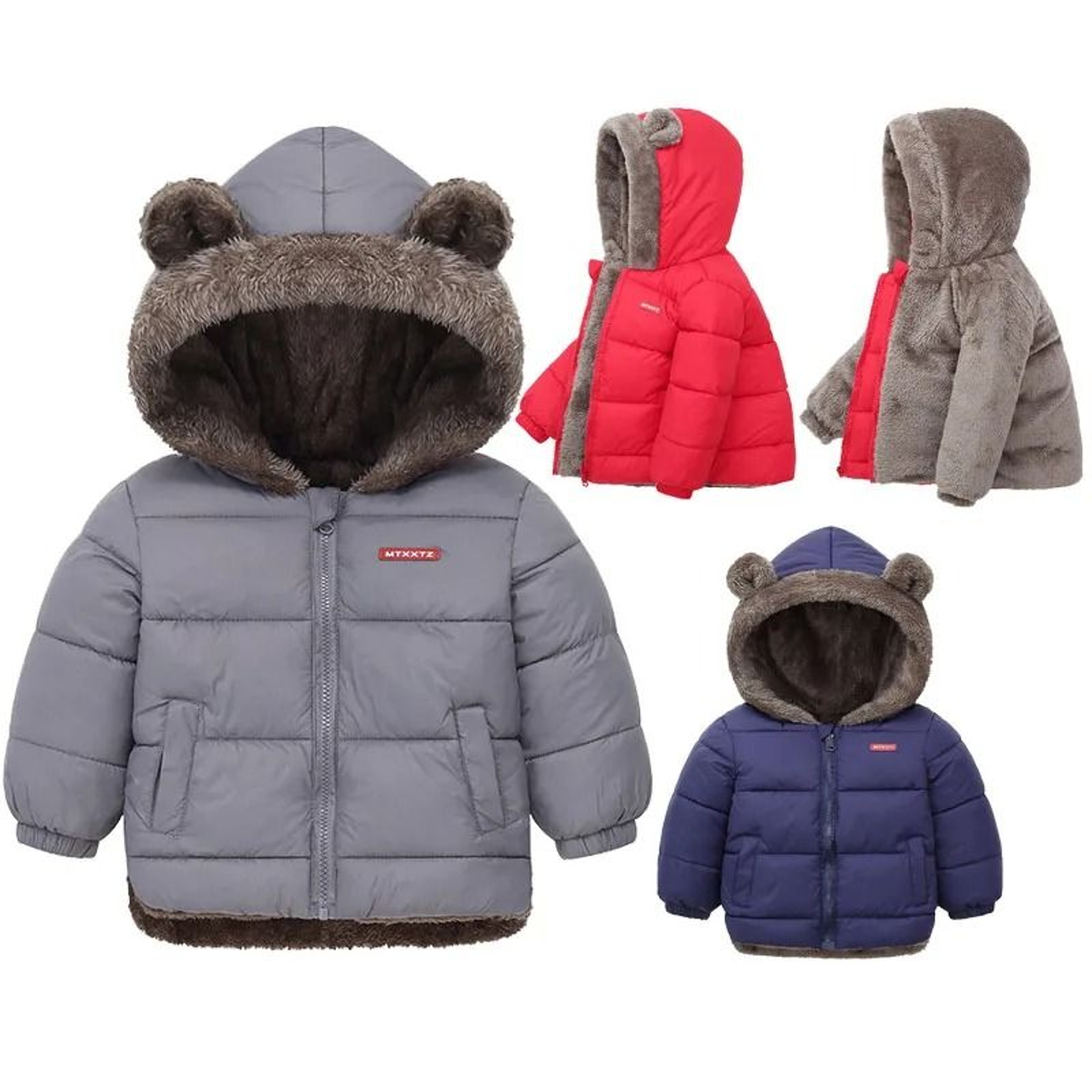 Childrens Thick Fleece Hooded Jacket  Winter Cashmere Padded Outerwear 0