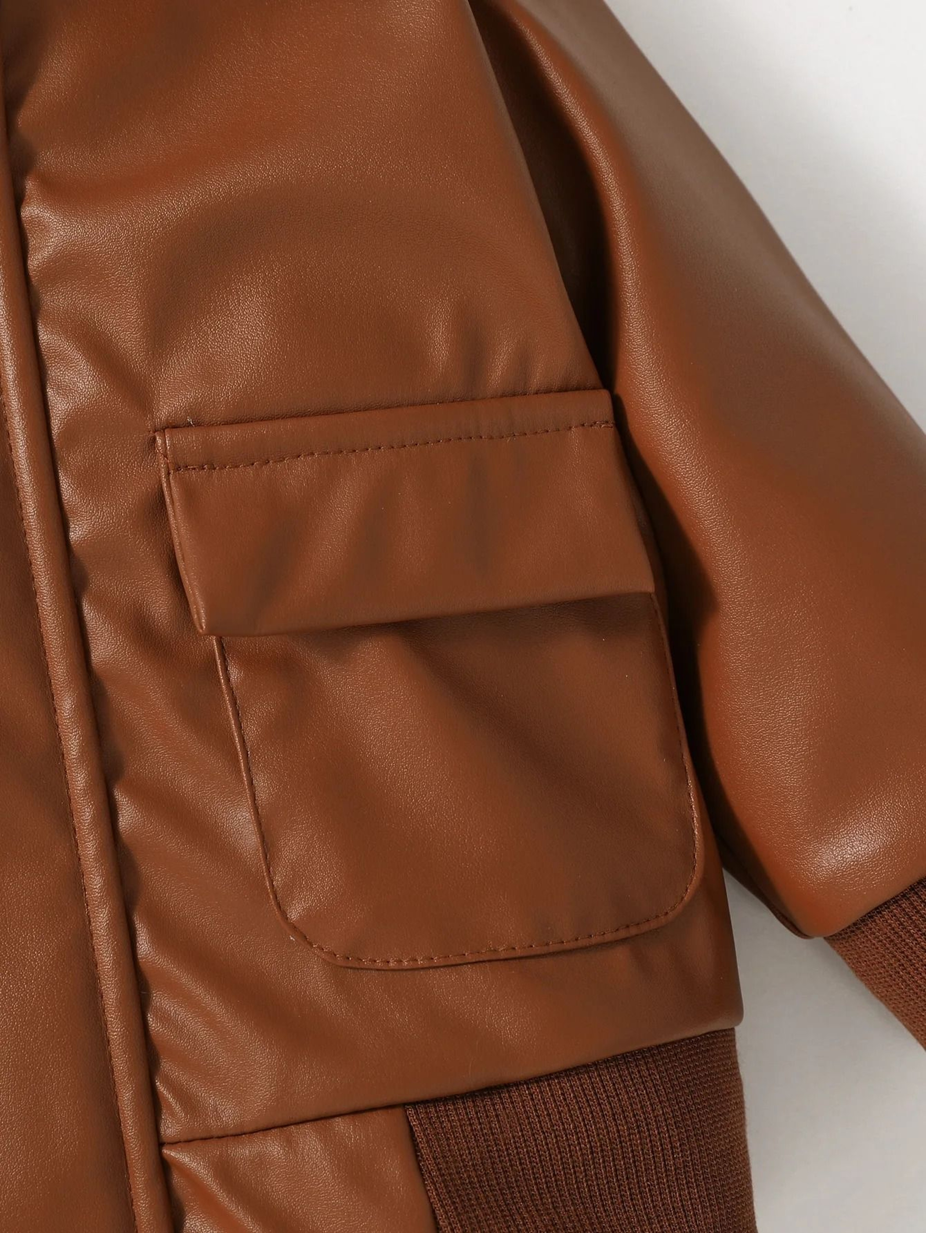 2024 Premium Baby Boys PU Leather Jacket  Fashion FallWinter Moto Outerwear 3
