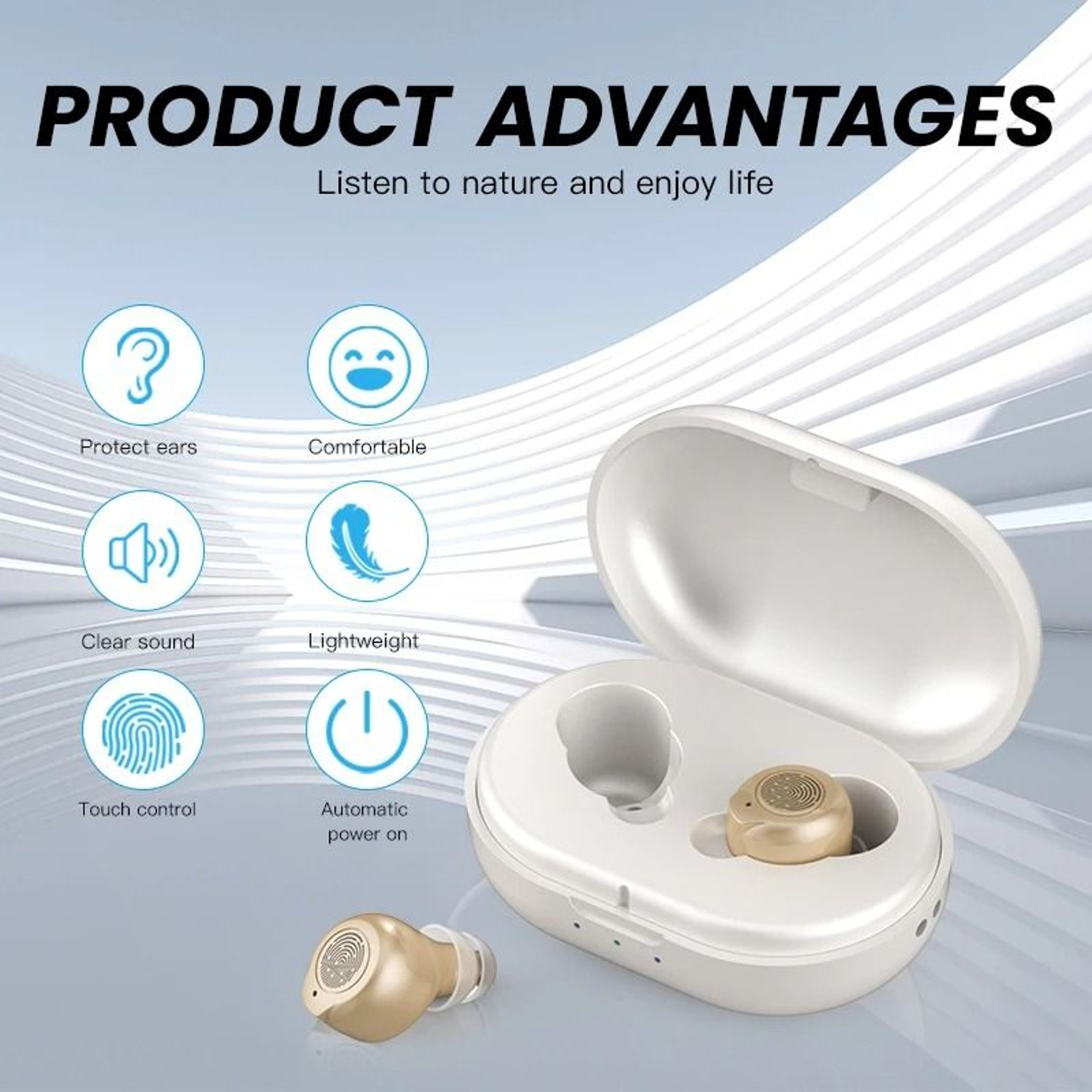 TouchControl Rechargeable Hearing Aid Pair  Mini Sound Amplifier For Seniors 2