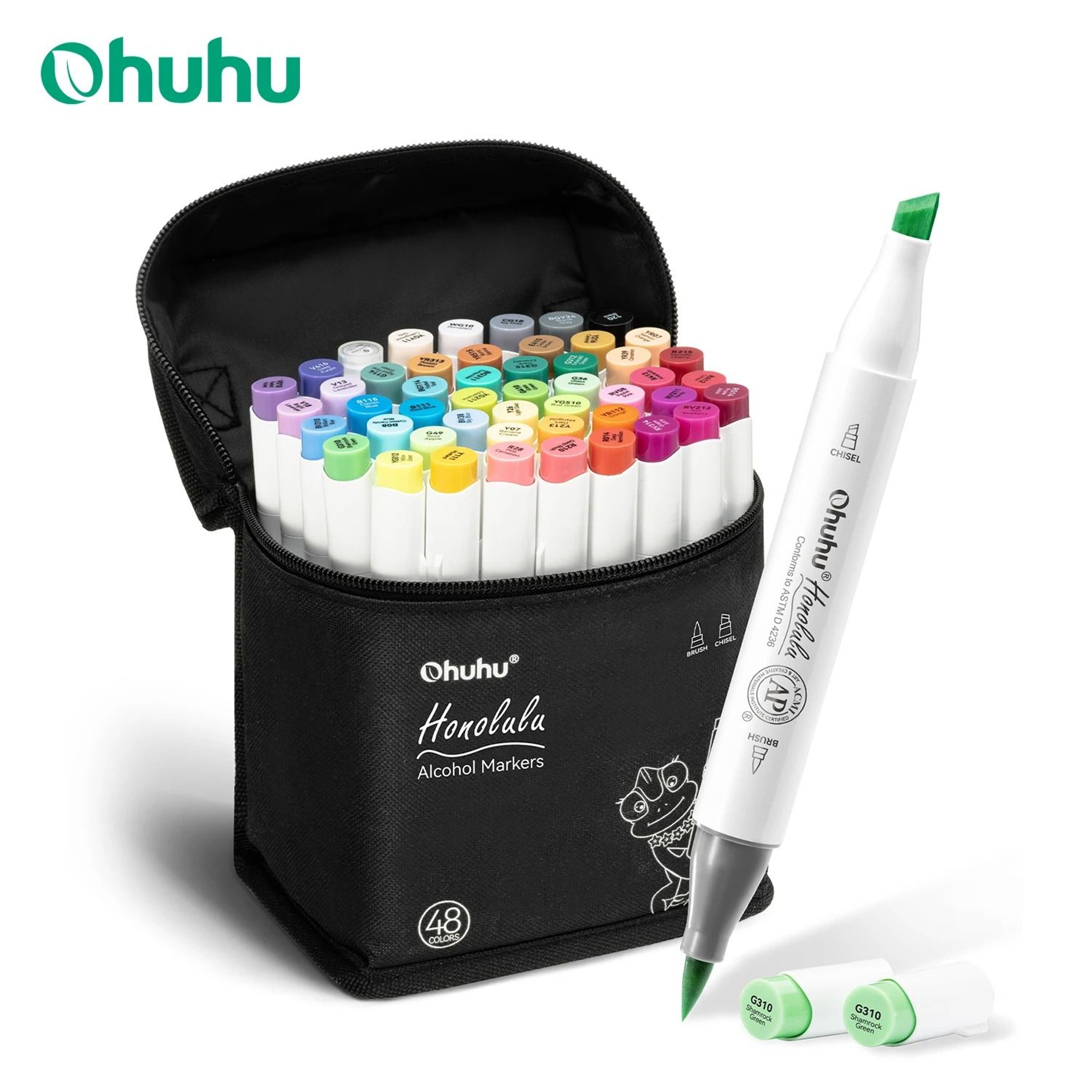 Ohuhu Honolulu 48Color Essential Marker Set  Refillable Alcohol Art Markers 0