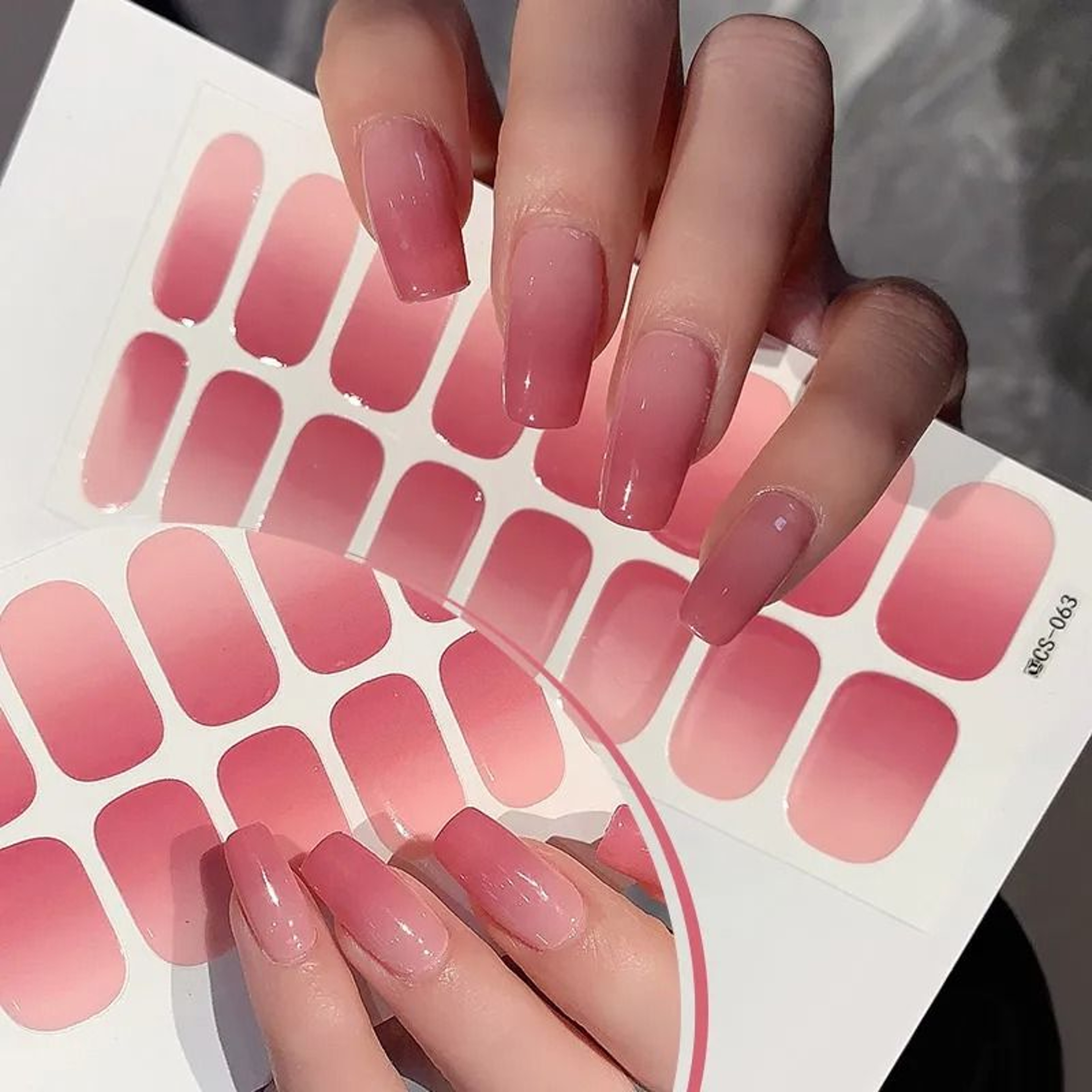 Semi Cured Nail Wrap Gradient Multi Color Solid Gel Full Cover Slider Self Adhesive Nail Decal 1