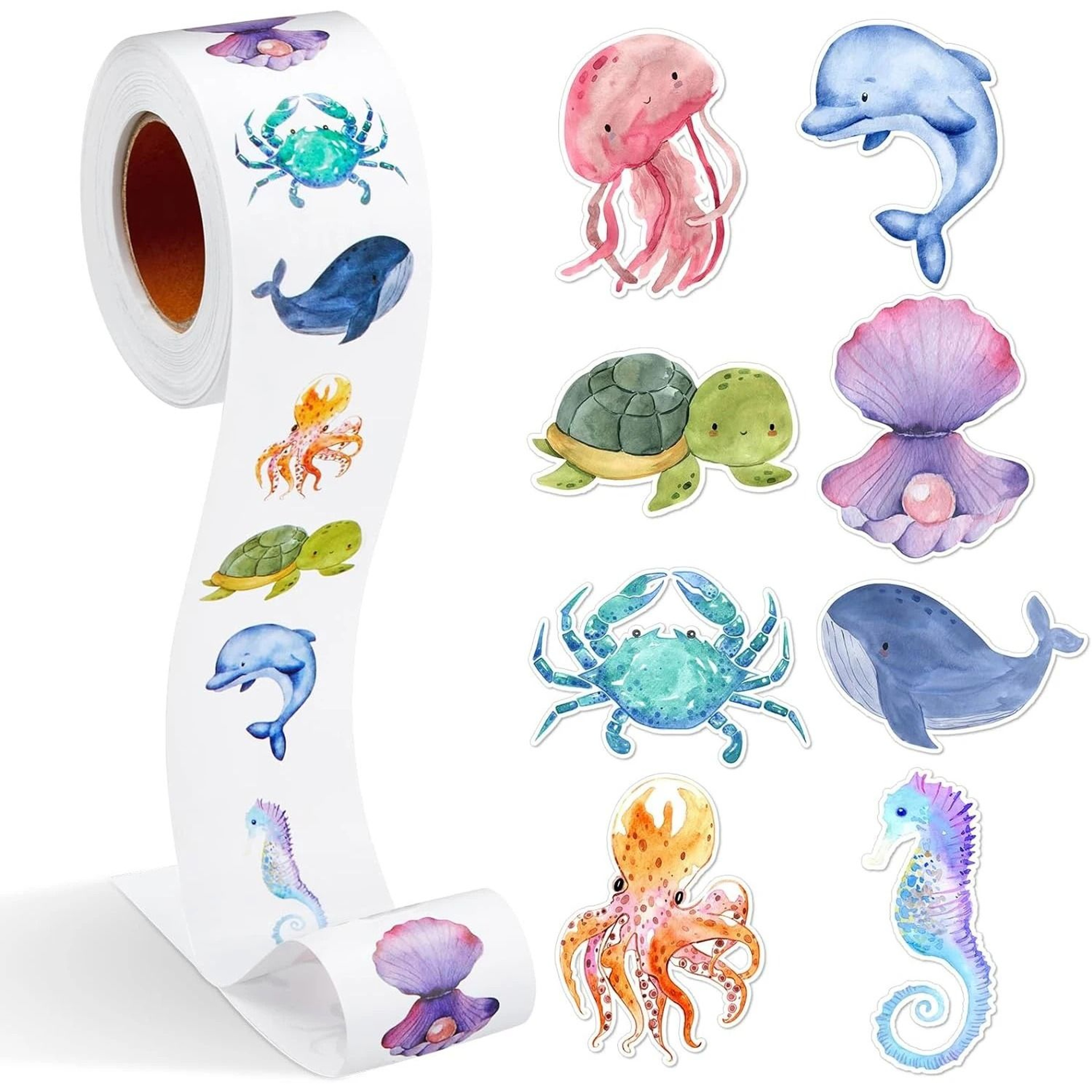 Cartoon Marine Animal Park Dolphin Stickers Kids Teacher Reward Encourage Sealing Label 0