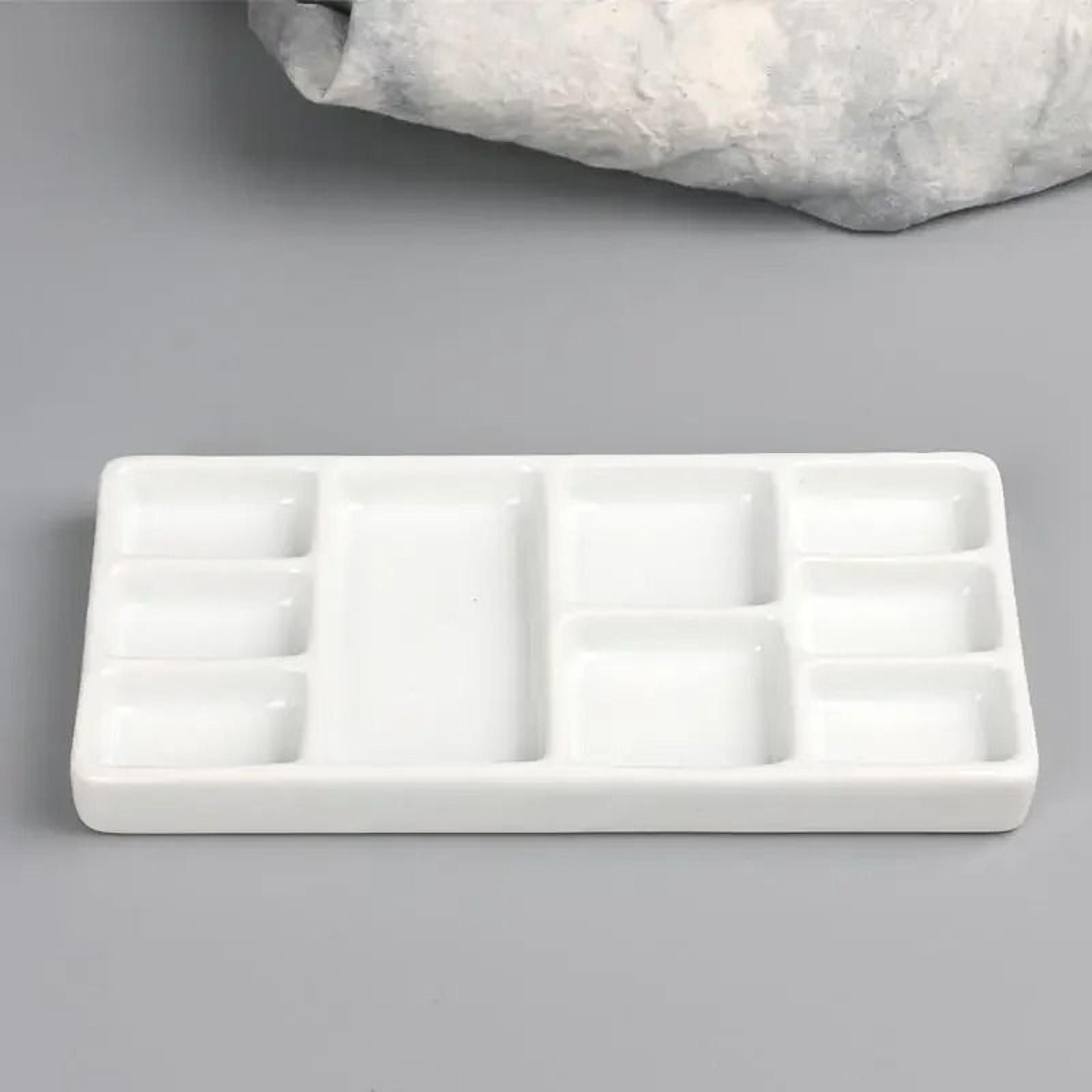 Ceramic Square Multi Grid Watercolor Palette Jingdezhen Firing Portable Art Tray 6