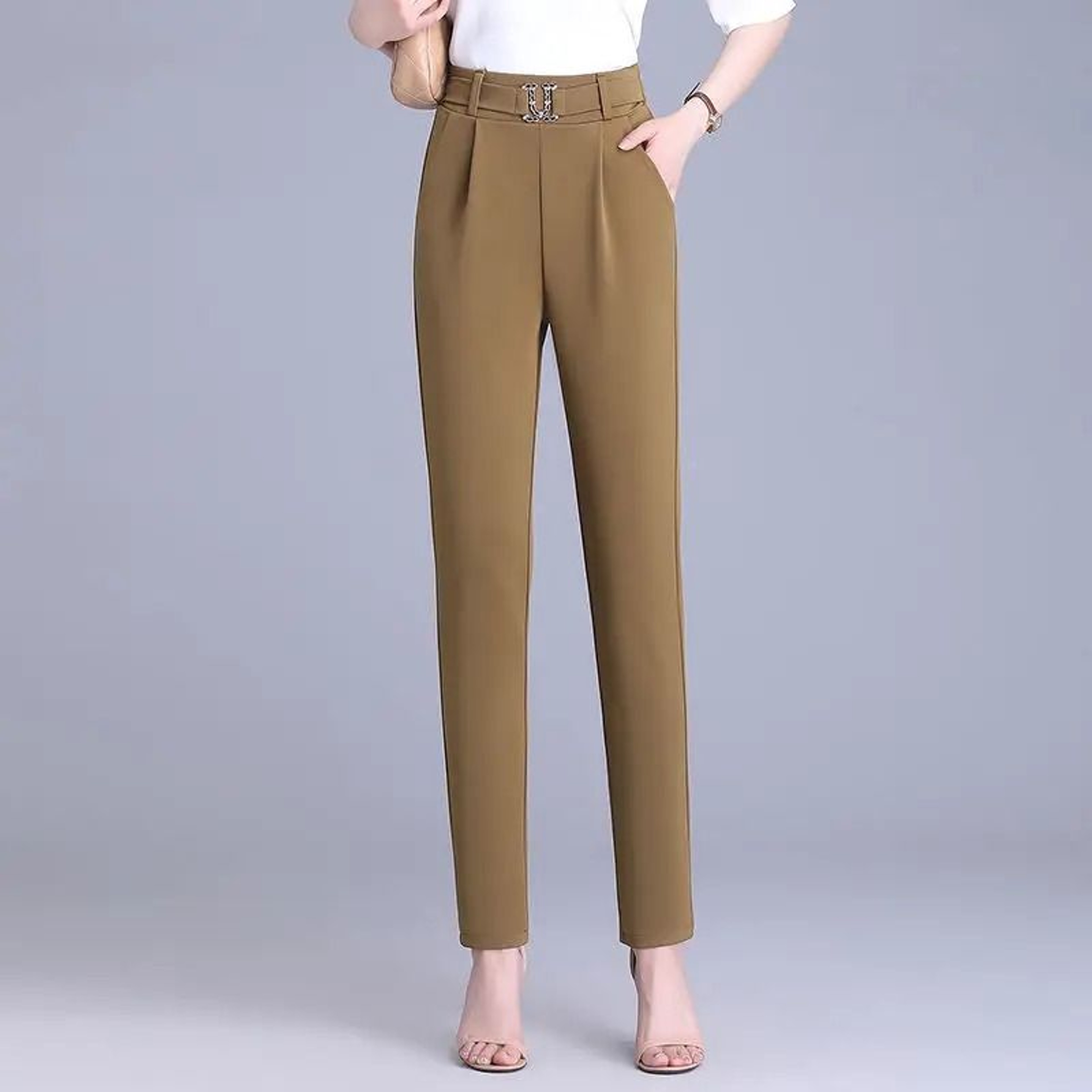 HighWaisted SmallFoot Suit Pants Women StretchSlim AllMatch Draped SlimFitting Trousers 5
