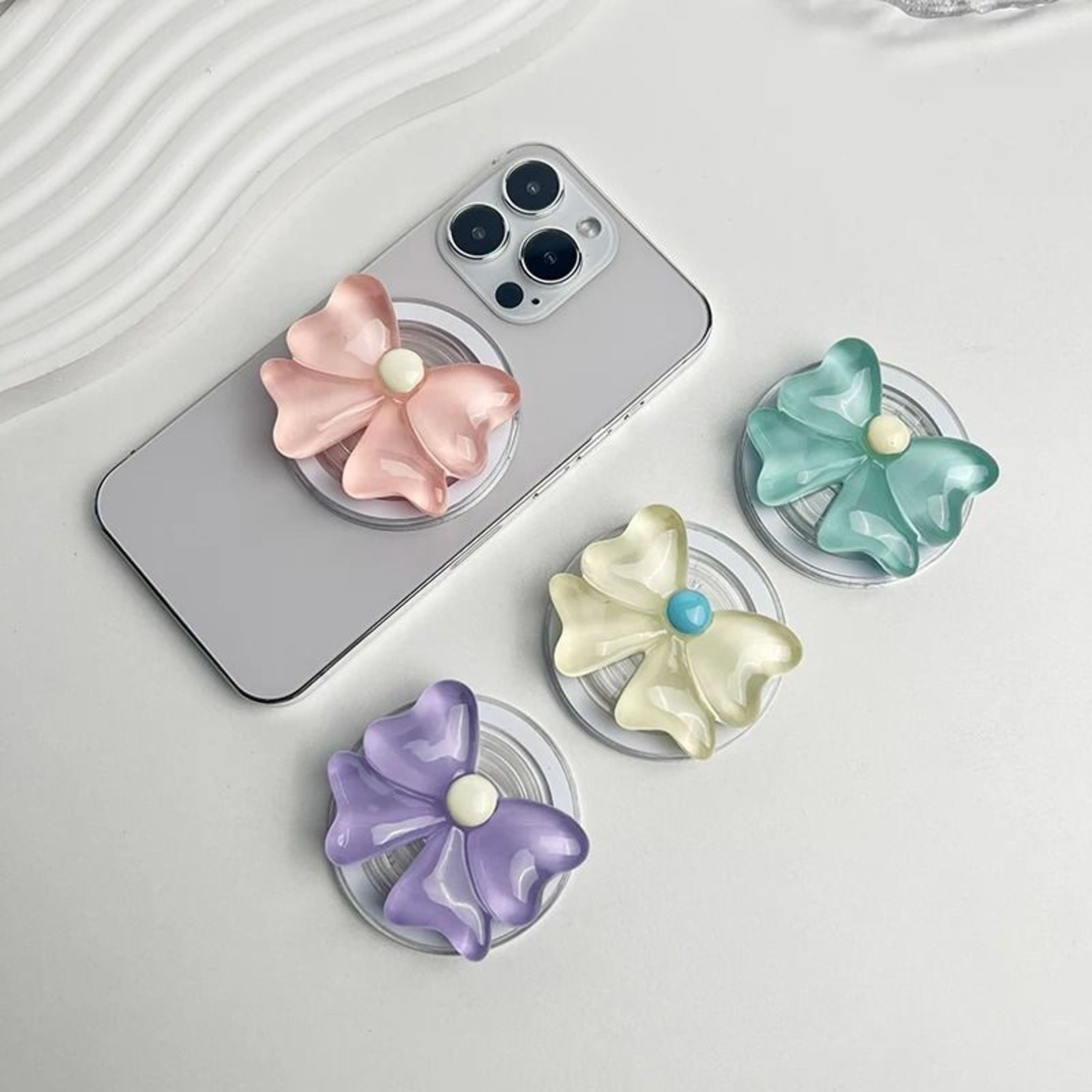 Cute Bow Magnetic Folding Mobile Phone Grip Holder For MagSafe IPhone  Samsung 0