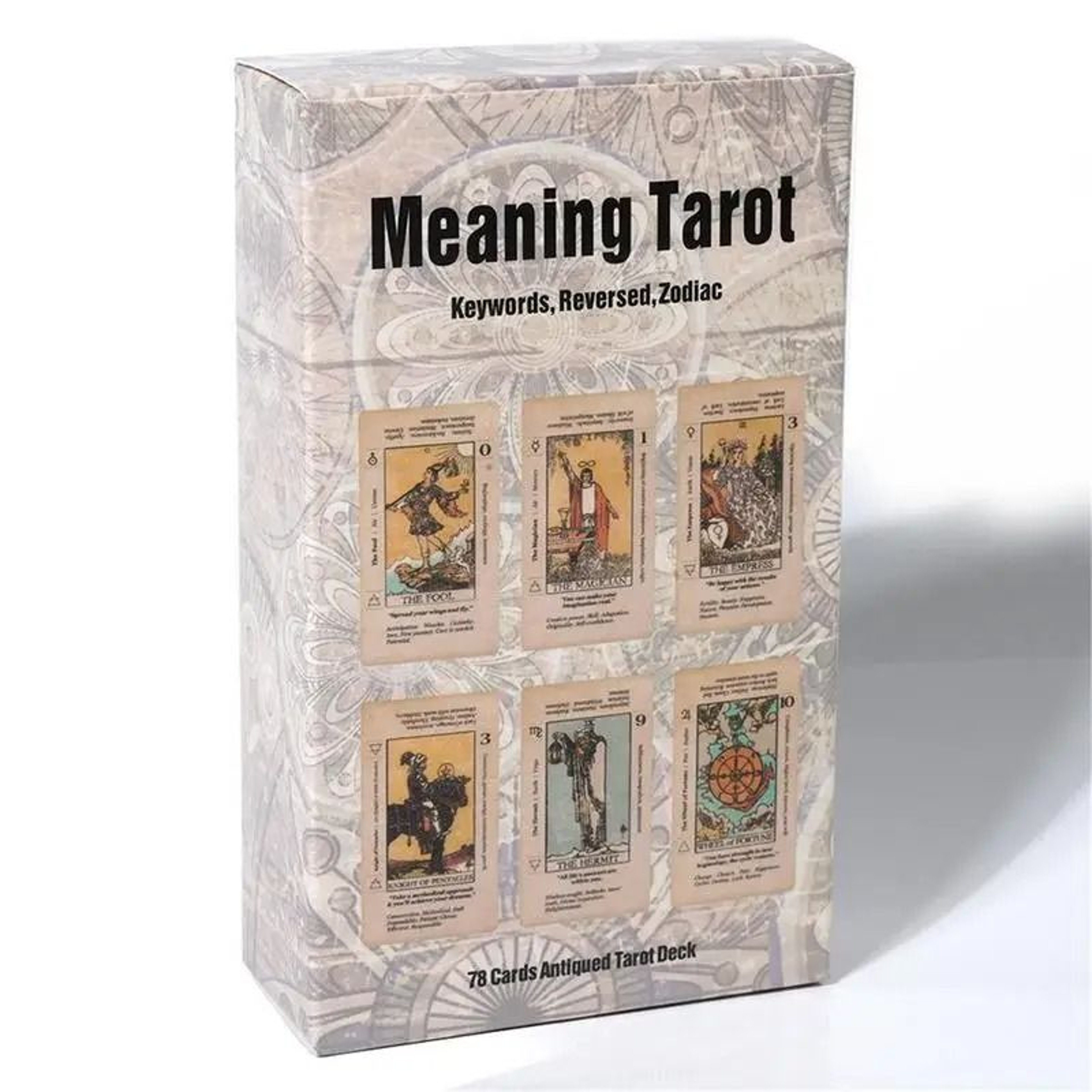 Beginner Tarot Deck With Keywords  Meanings  Antiqued Learning Tarot 78Card Set 0