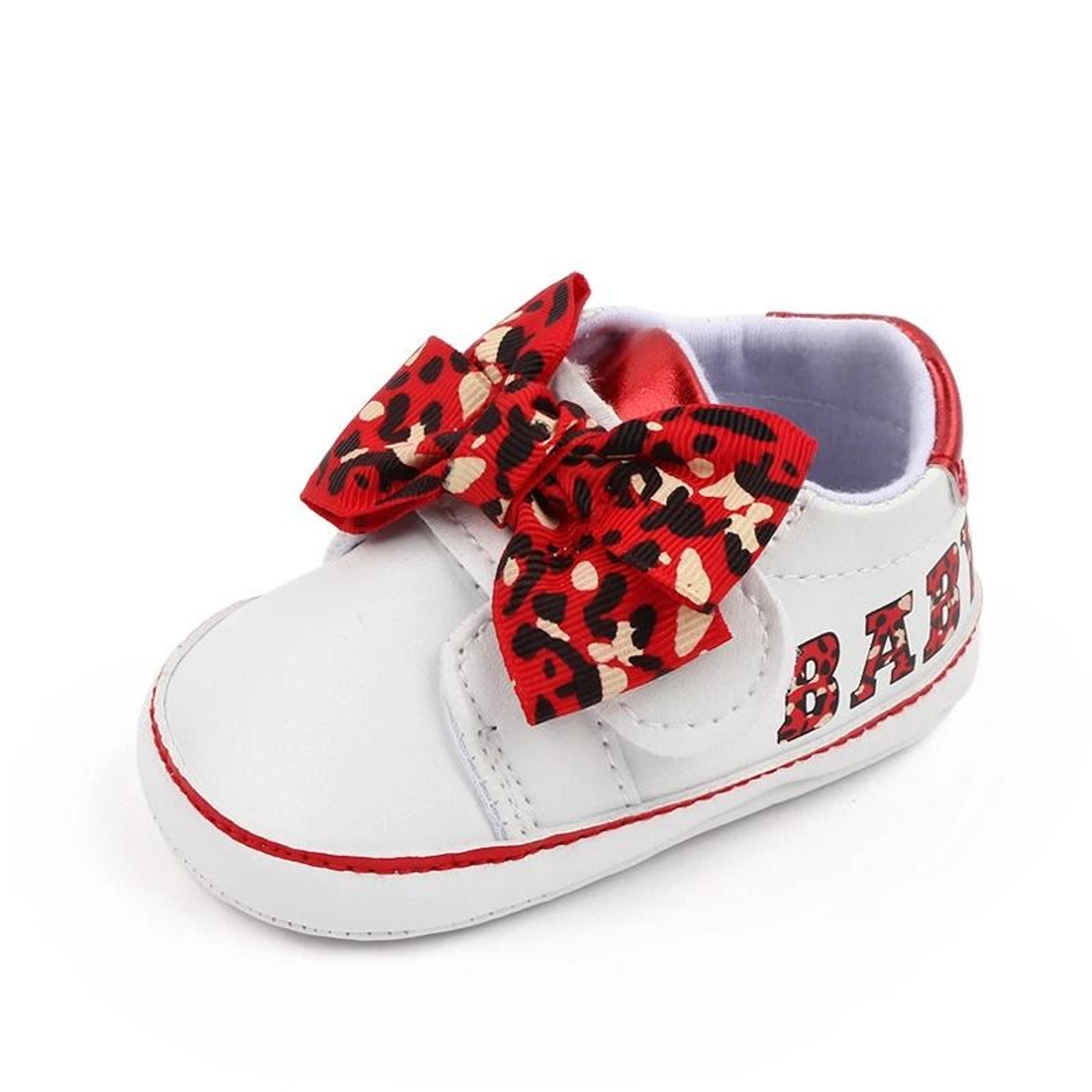 Citgeett Autumn Infant Sneakers  Baby Girl Leopard Print Bow  Letter First Walking System 4