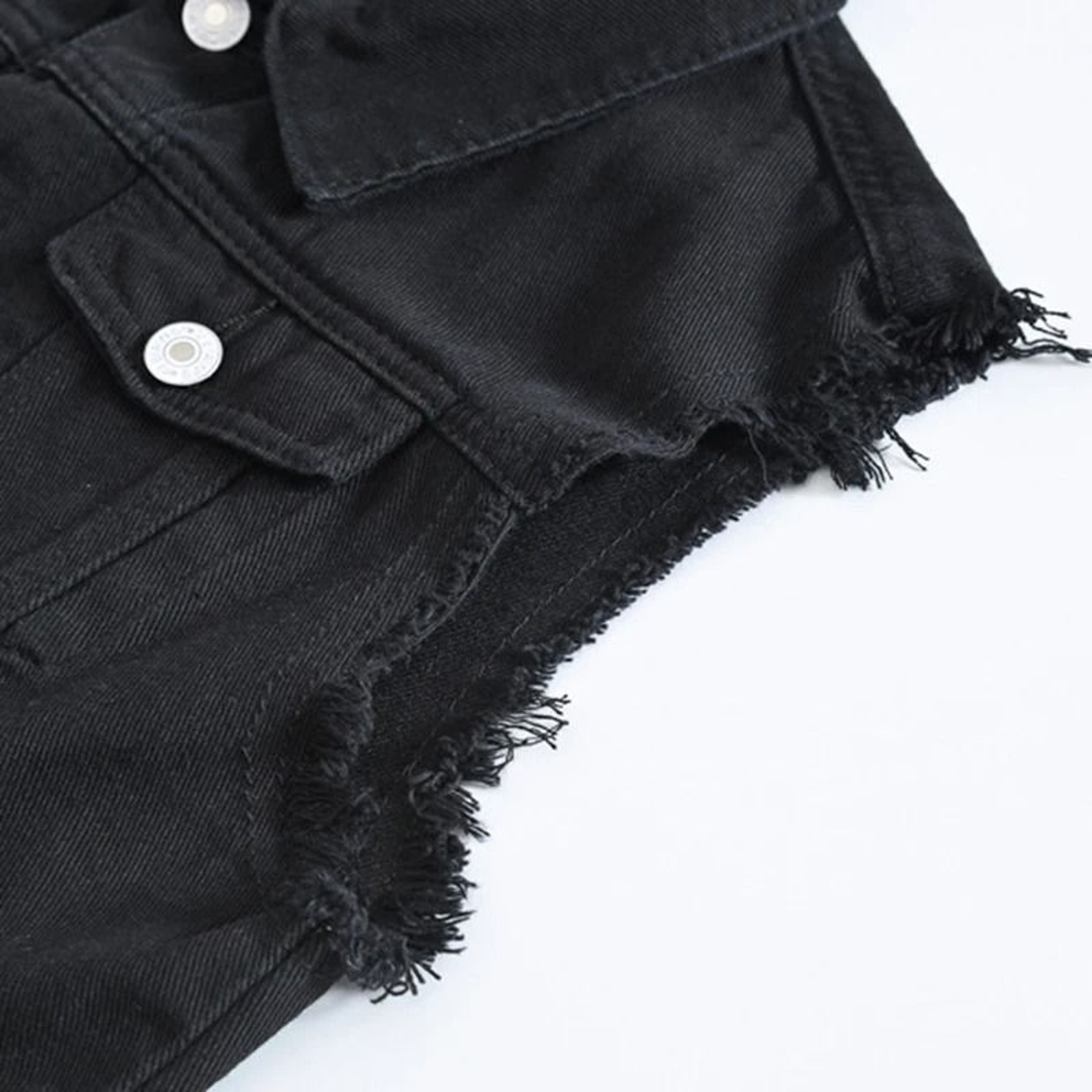 Mens Sokotoo Slim Black Jean Vest  Premium Fringe Denim Waistcoat  Sleeveless Tank Top Infrastructu 2