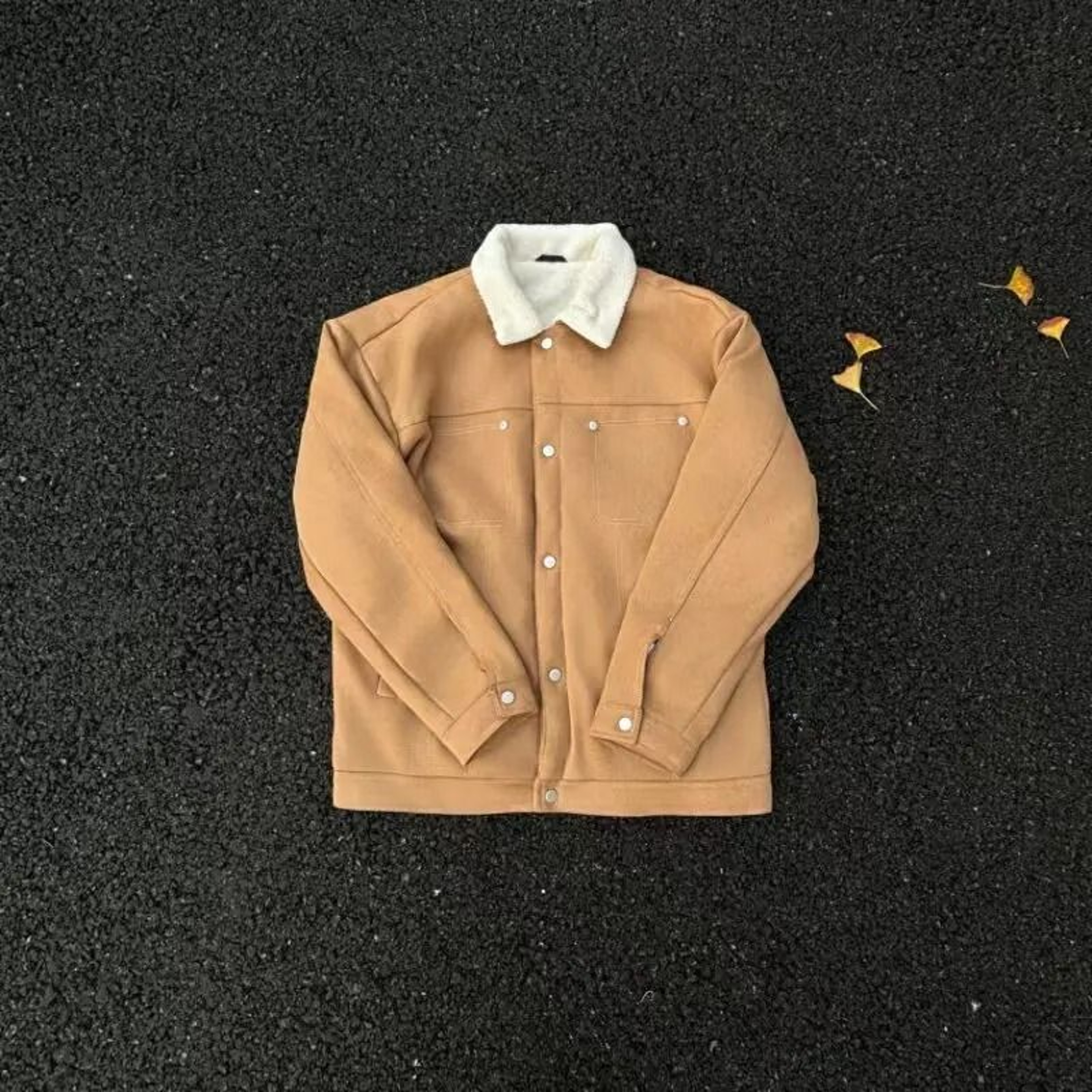 Mens Thickened Lamb Wool Cotton System  Premium Faux Fur Loose Lapel Jacket  Winter Thermal Outerwe 3