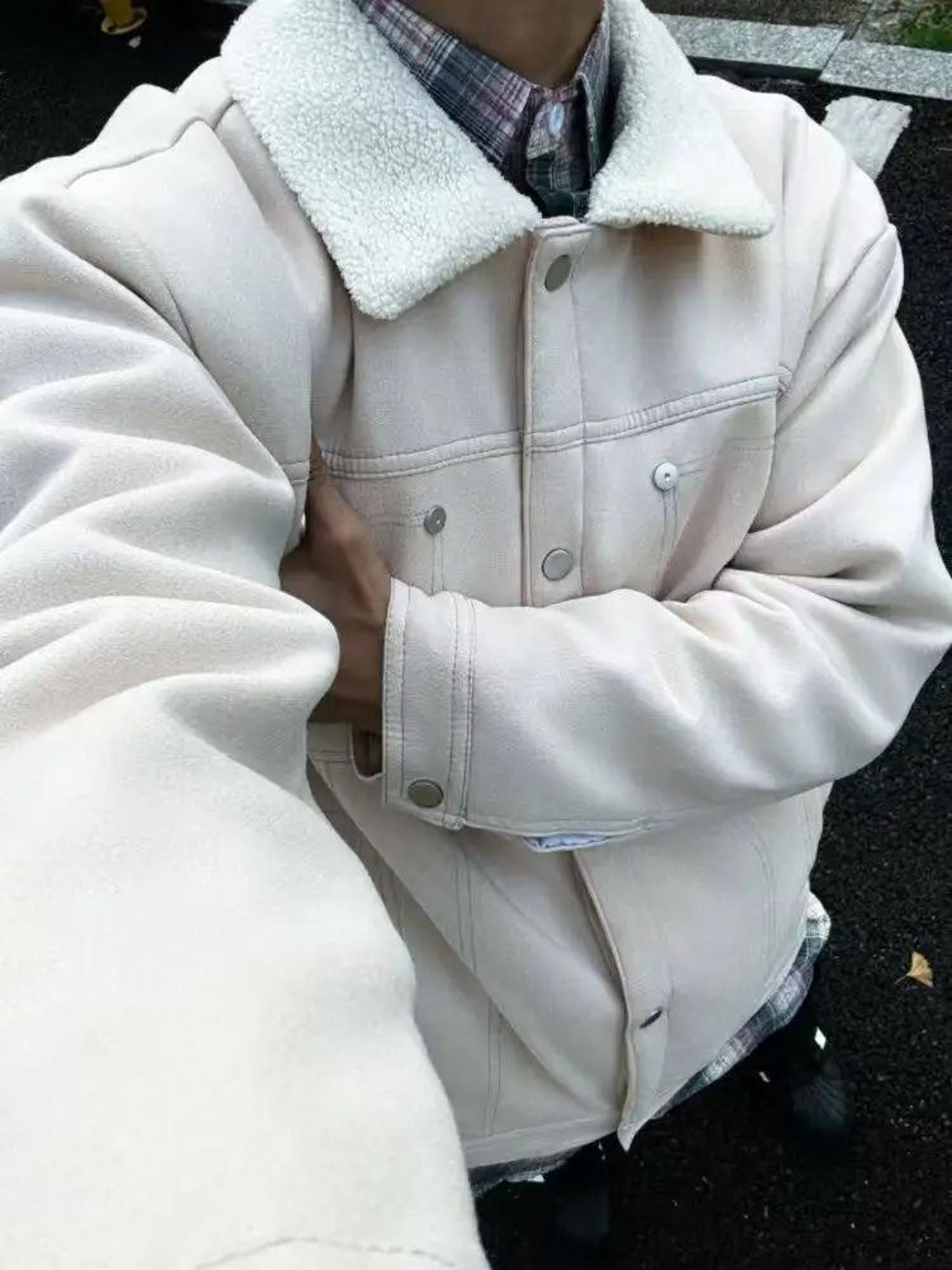 Mens Thickened Lamb Wool Cotton System  Premium Faux Fur Loose Lapel Jacket  Winter Thermal Outerwe 6