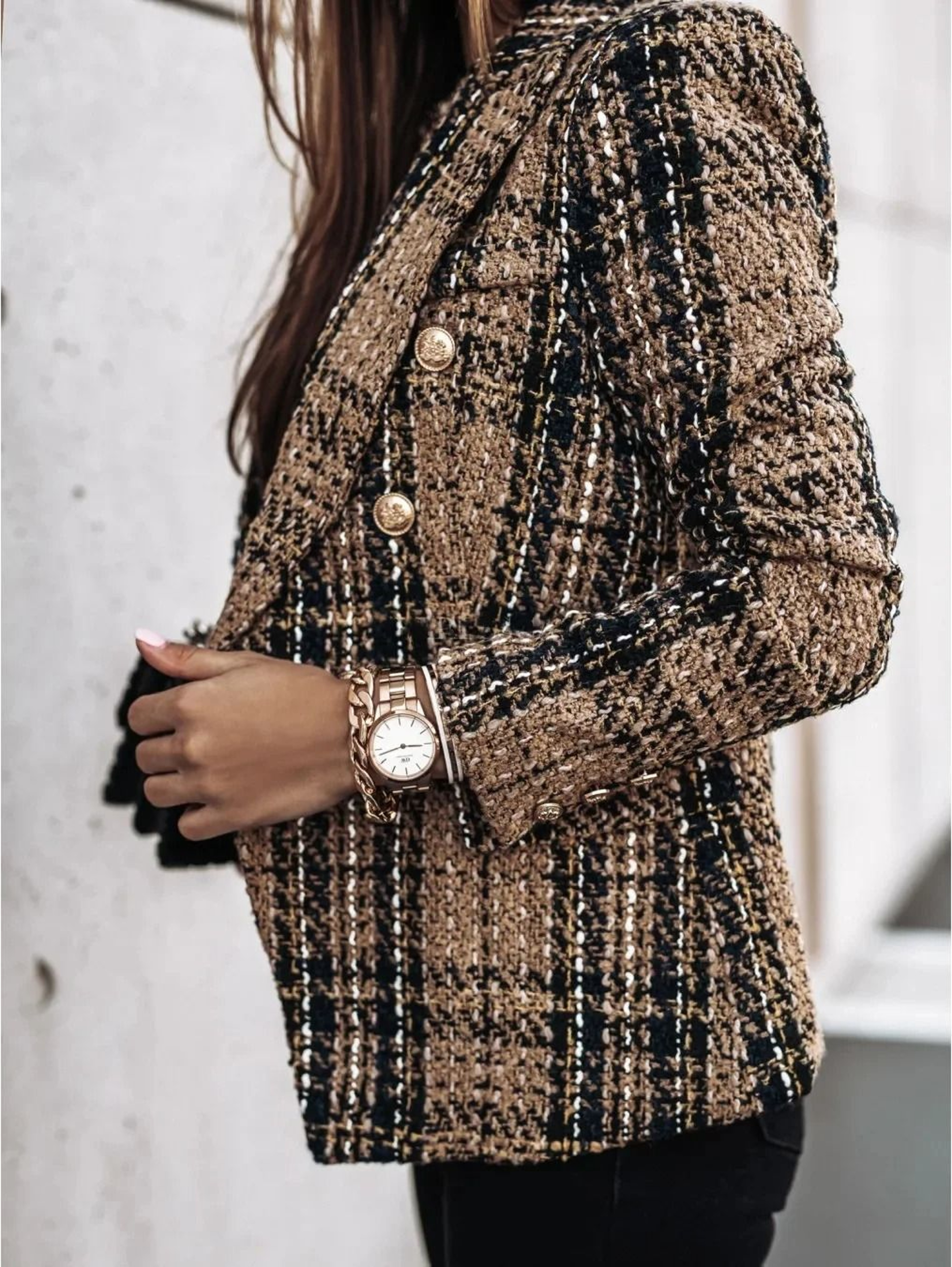 Womens Double Button Printed Suit  Premium AutumnWinter Polyester Blazer  Professional Long Sleeve  6