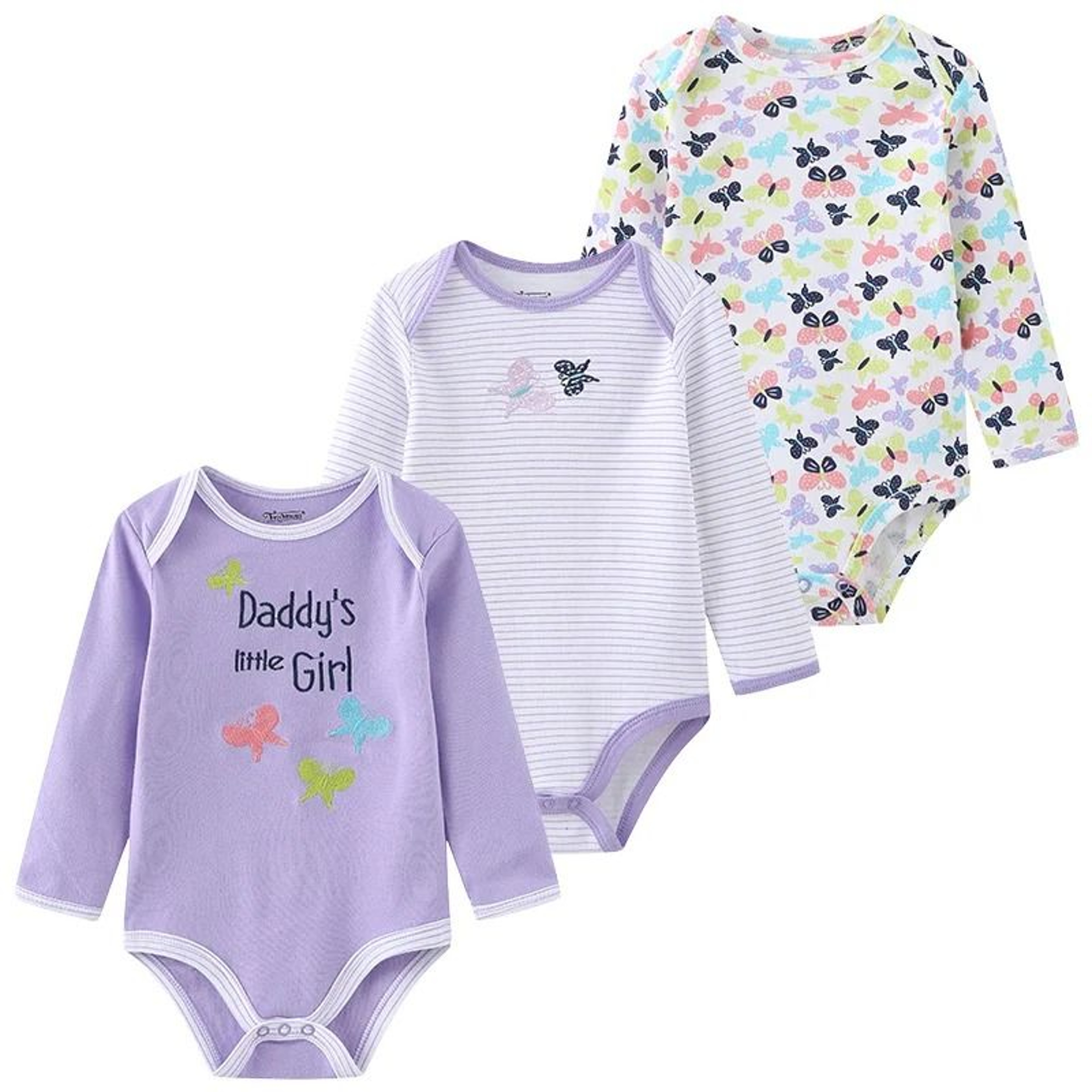 Kiddiezoom 3Pack Newborn Cartoon Bodysuits  Premium 100 Cotton Long Sleeve Soft Infant Onesies 10