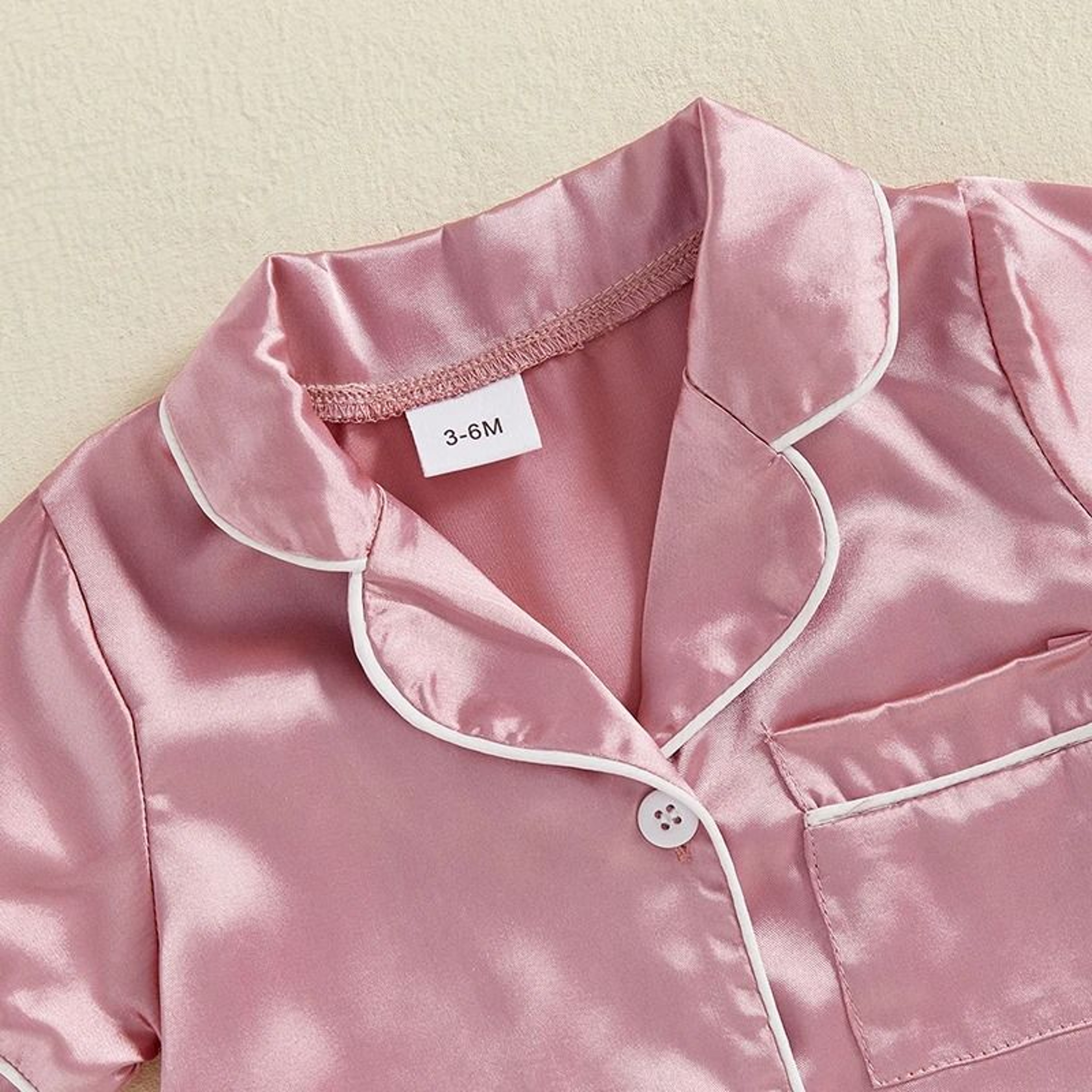 Pudcoco Baby Satin Pajama Jumpsuit  Premium ButtonUp Toddler Sleepwear  Cute Short Sleeve Romper 3
