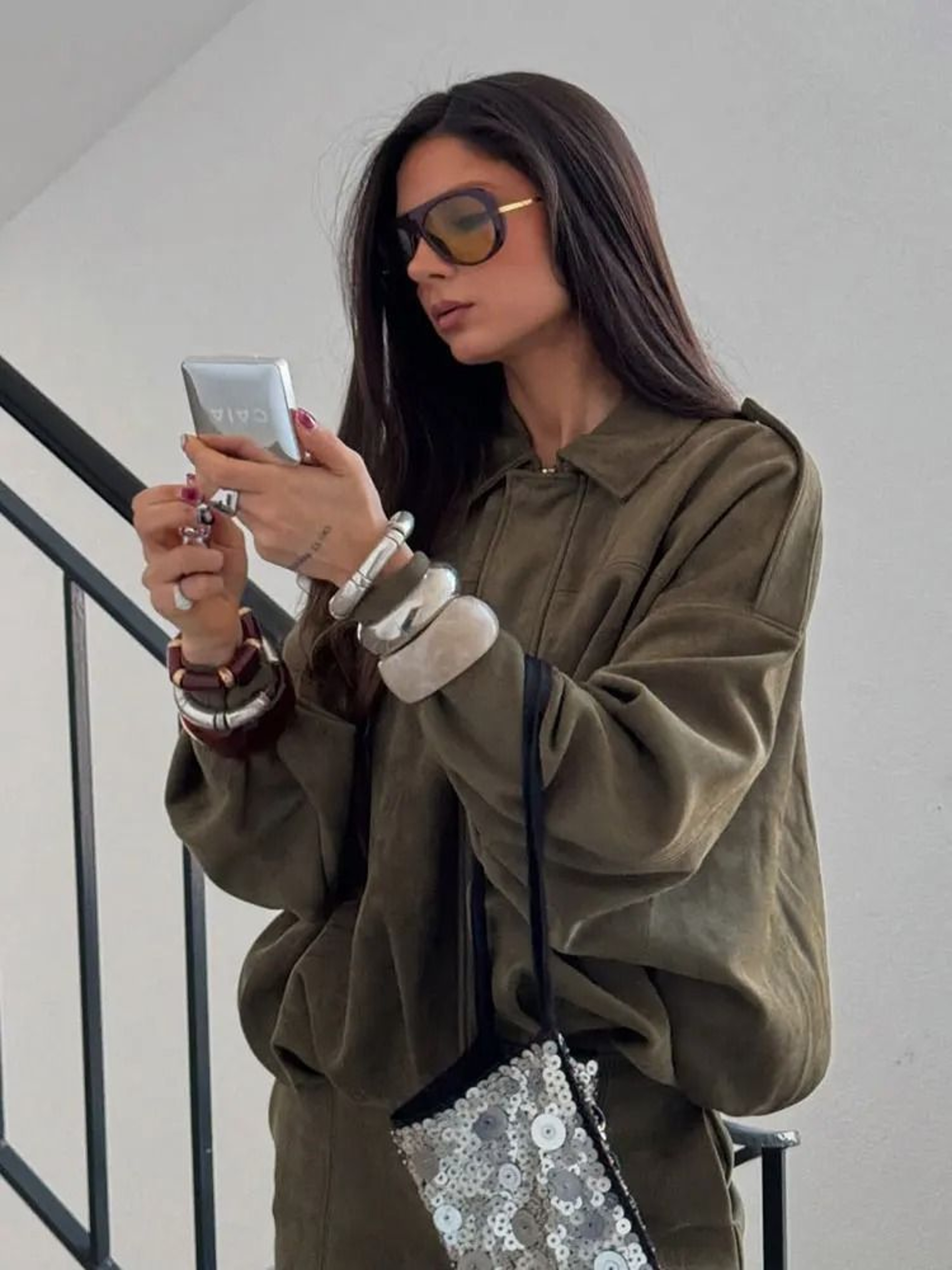 HH Womens Suede Bomber Jacket  Premium Loose Vintage Motorcycle Coat  Casual Lapel Zipper Outerwear 5