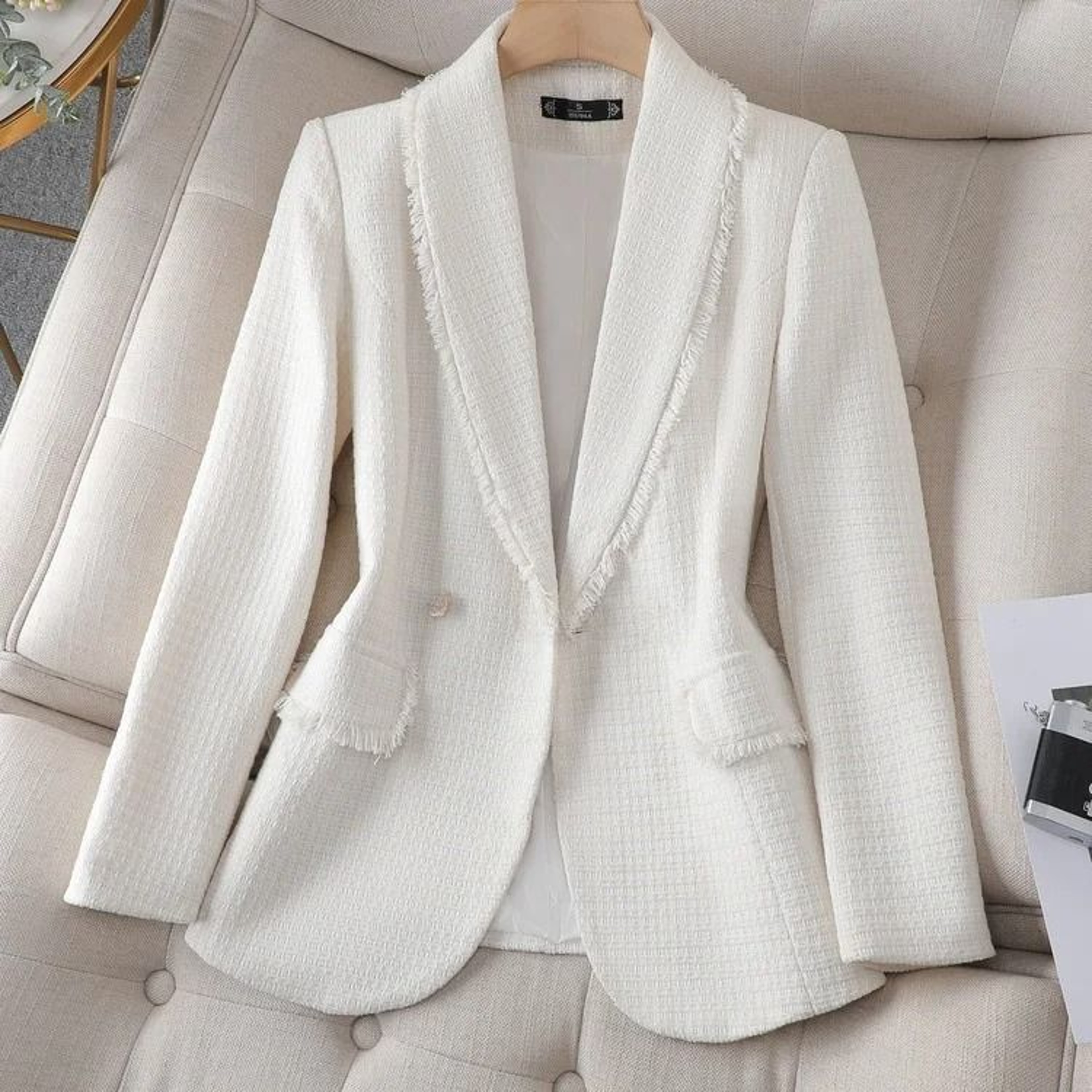 Womens Premium Folded Suit Jacket  SlimFit Spring Fashion Polyester Coat  Professional Small Blazer 1