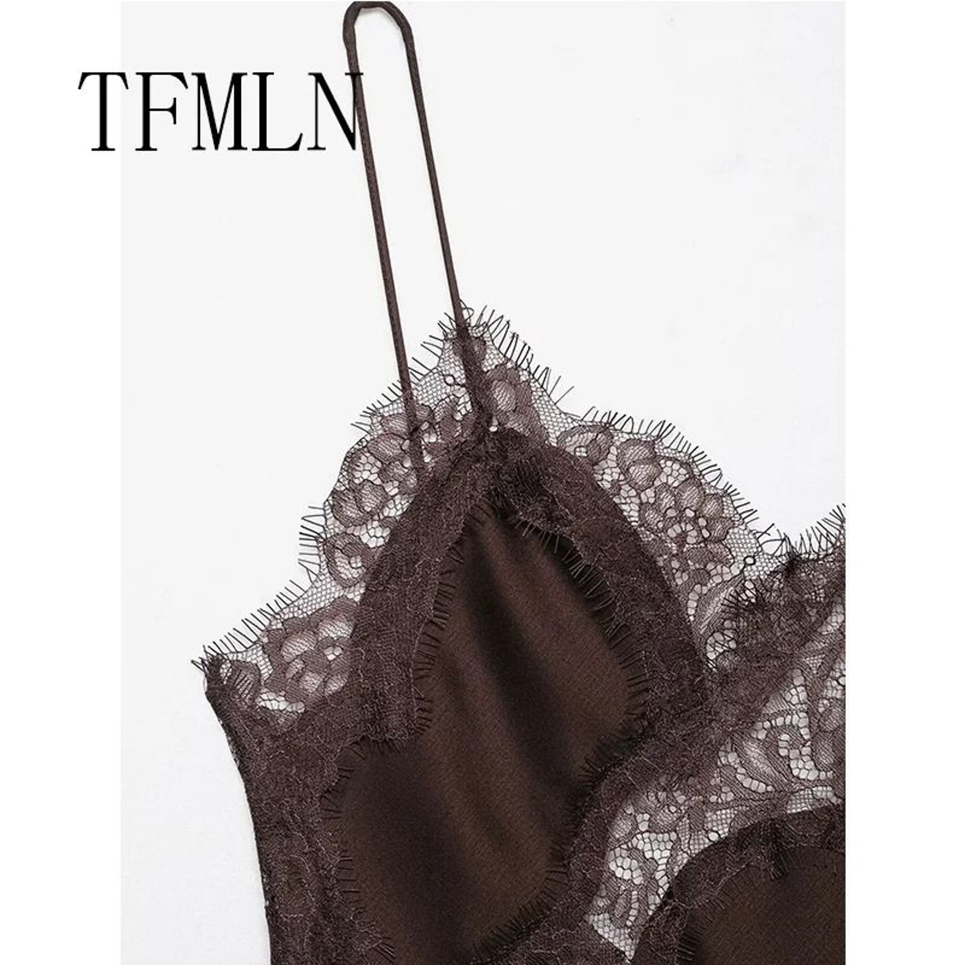 Womens Sexy Irregular Lace Dress  Premium VNeck Suspender Hem Long Dress 3