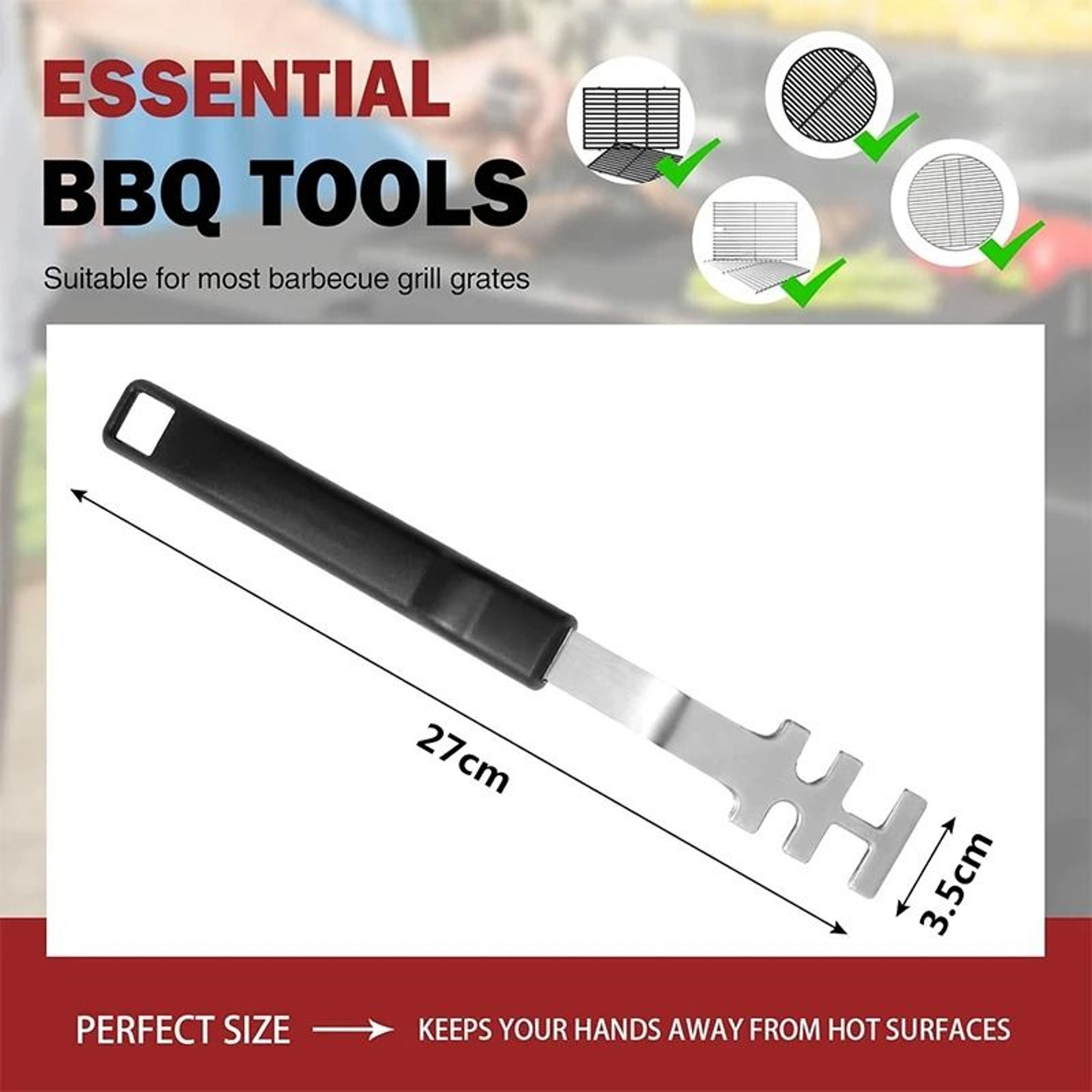 Universal Grill Grate Lifter Tool  Premium Cast Iron Grid Gripper  BBQ Handle Clip Infrastructure 1