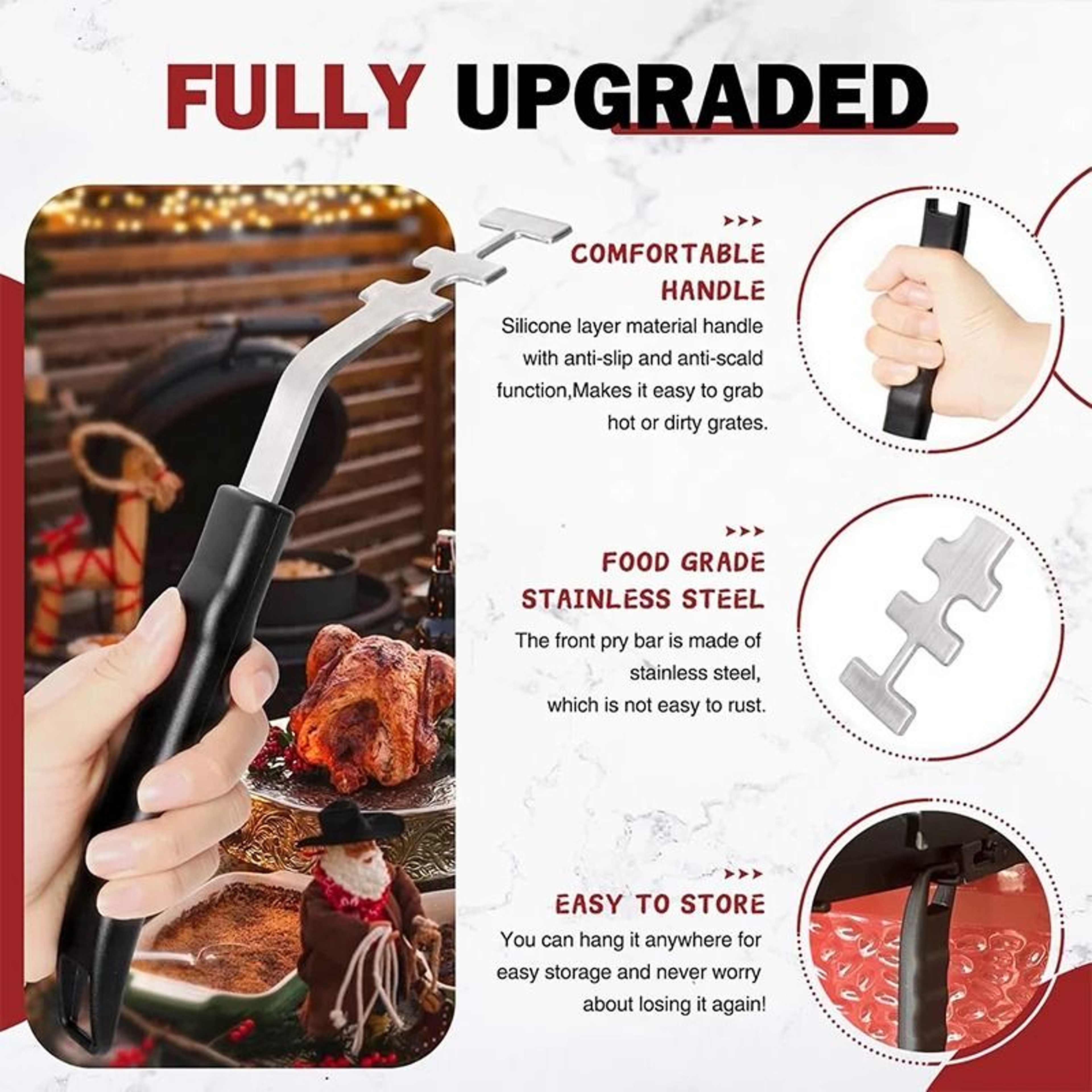 Universal Grill Grate Lifter Tool  Premium Cast Iron Grid Gripper  BBQ Handle Clip Infrastructure 2