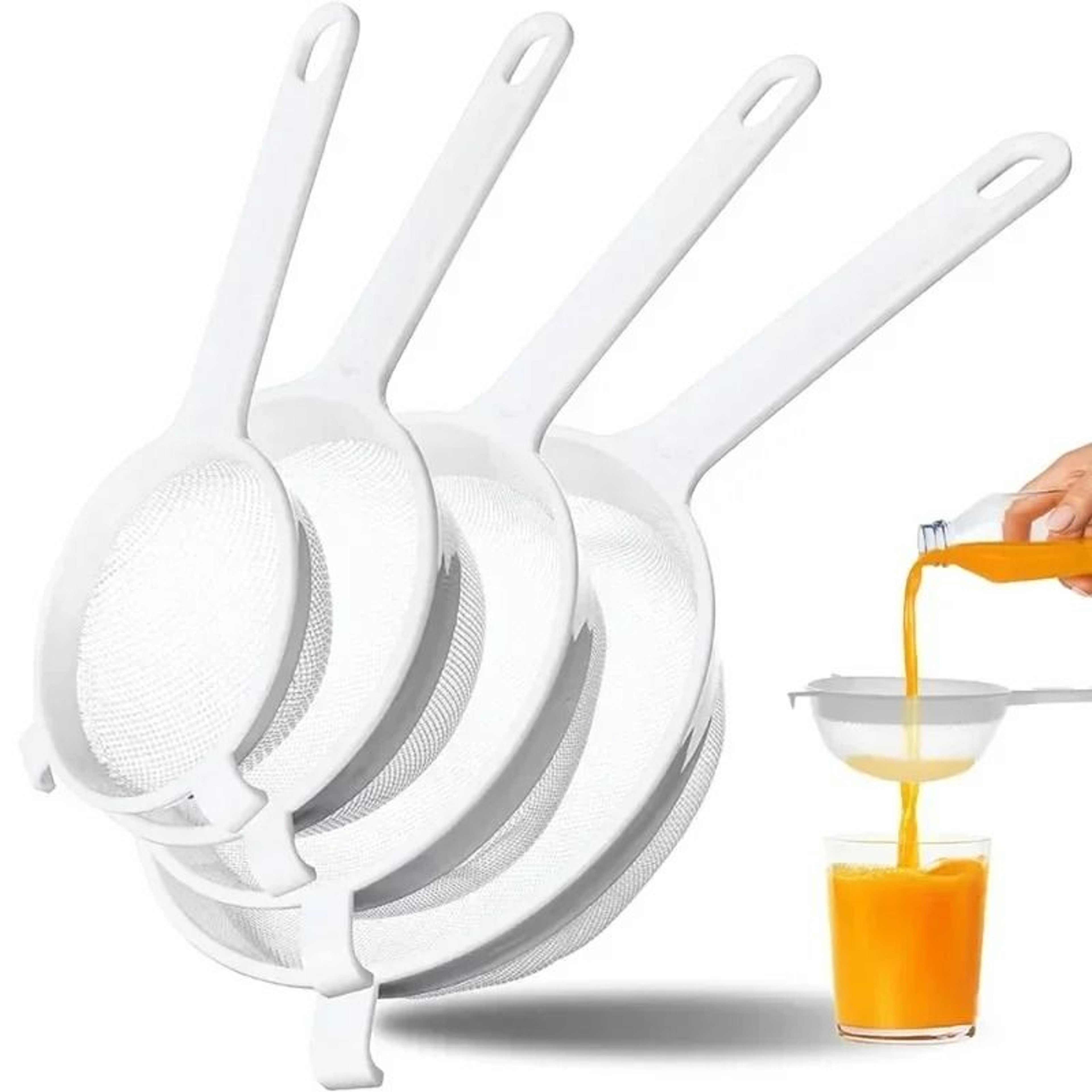 Fine Mesh Plastic Kitchen Strainer  Premium Nut Milk  Coffee Sieve System With Ergonomic Handle 0