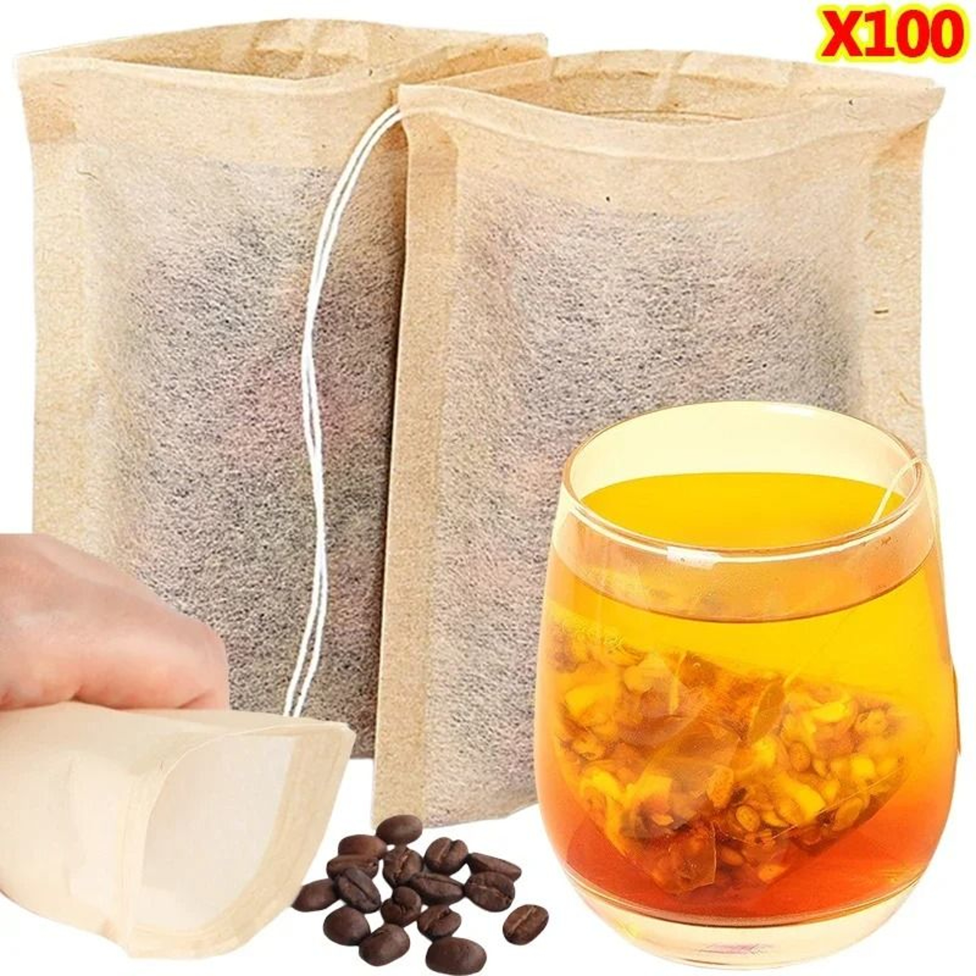 100Pcs Drawstring Teabags  Premium Biodegradable Filter Bags For Coffee Herbal Medicine  Leaf Tea 0