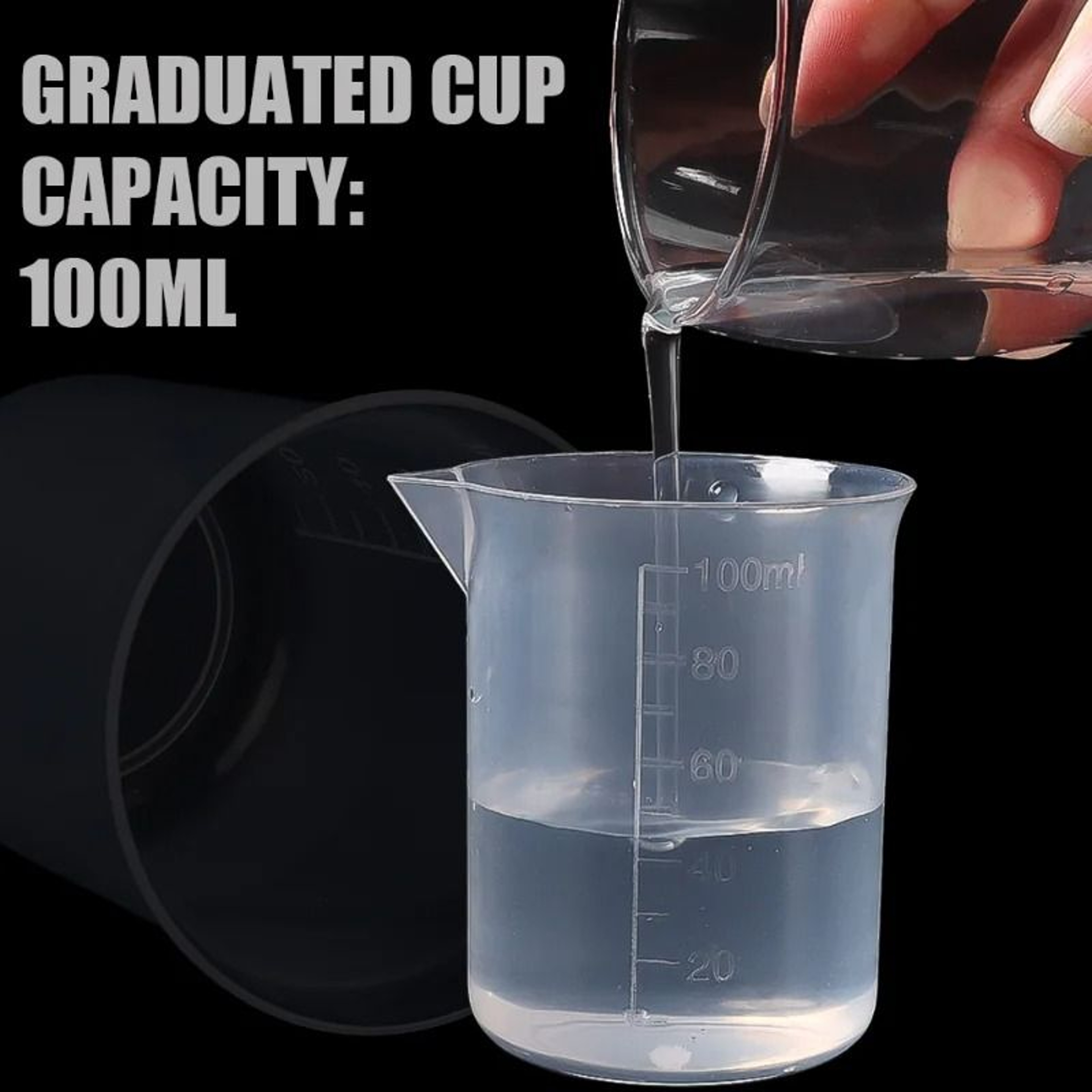 100ml Graduated Measuring Beaker  Premium Plastic LabGrade Volumetric Cup  Kitchen Utility System 1