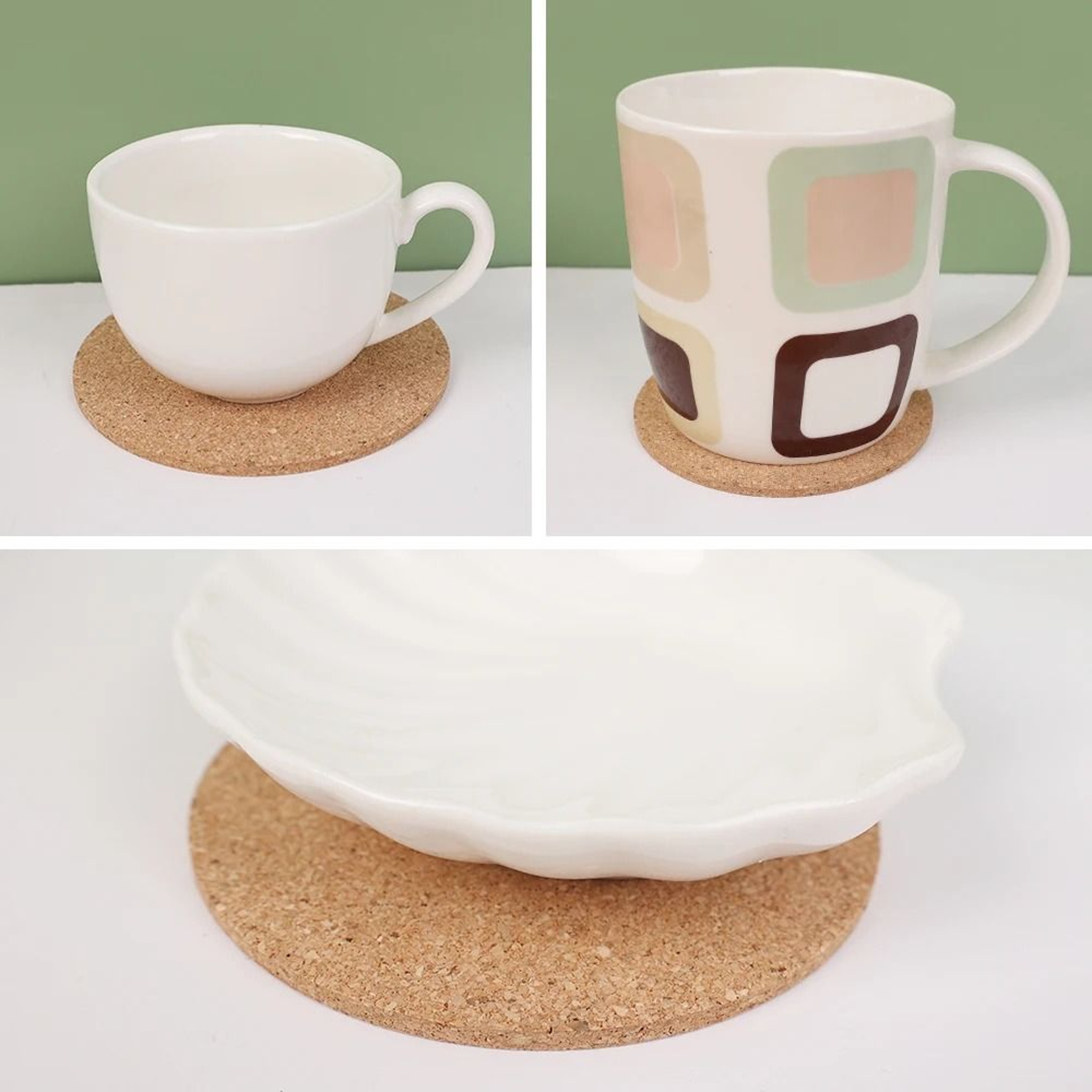 10PCS Natural Cork Coaster Set  Premium Round  Square Wooden Cup Mat For HighPerformance Table Deco 2