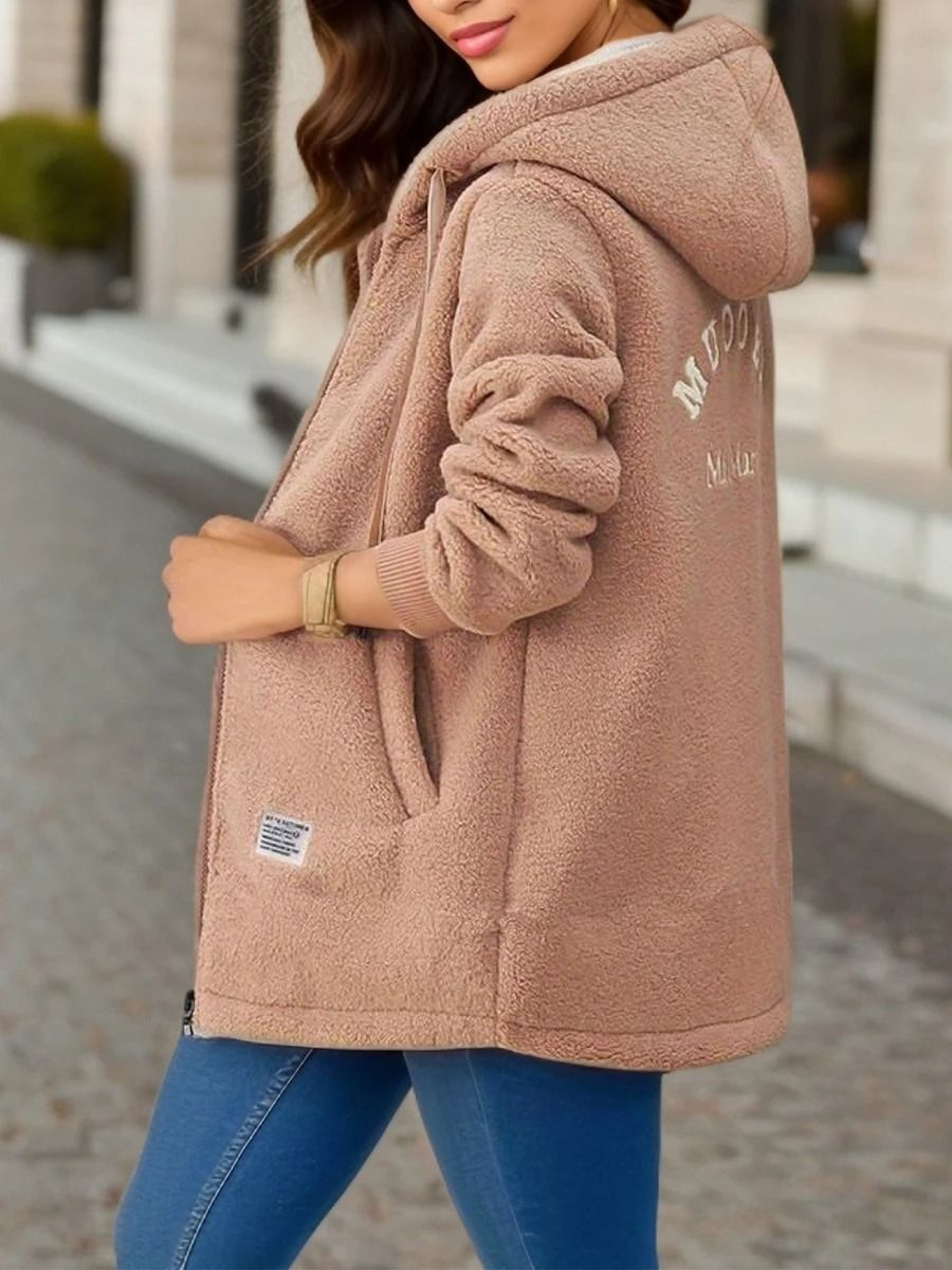 Thickened FleeceLined Sweatshirt Womens Hooded Lamb Wool Jacket 3
