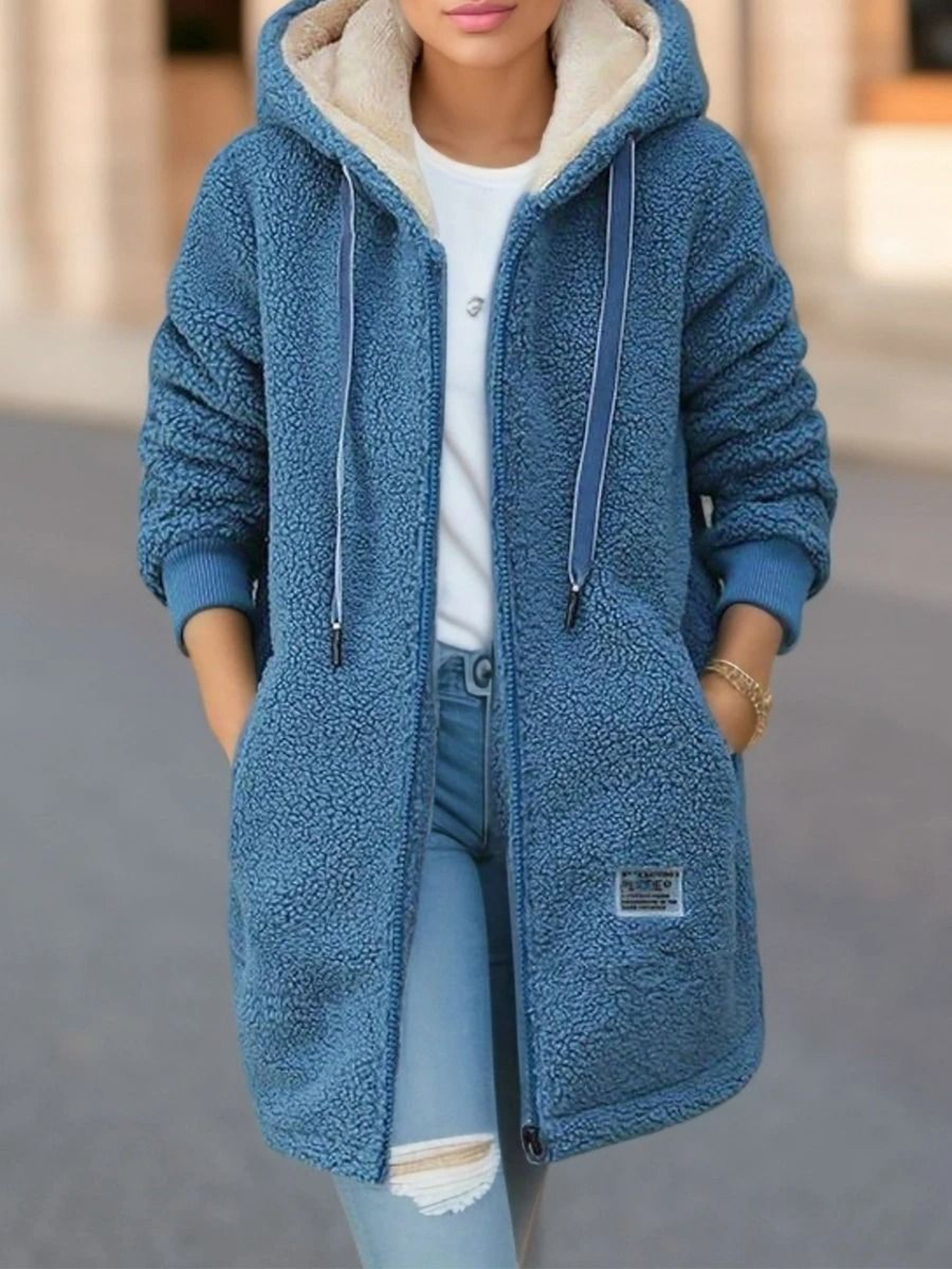 Thickened FleeceLined Sweatshirt Womens Hooded Lamb Wool Jacket 7