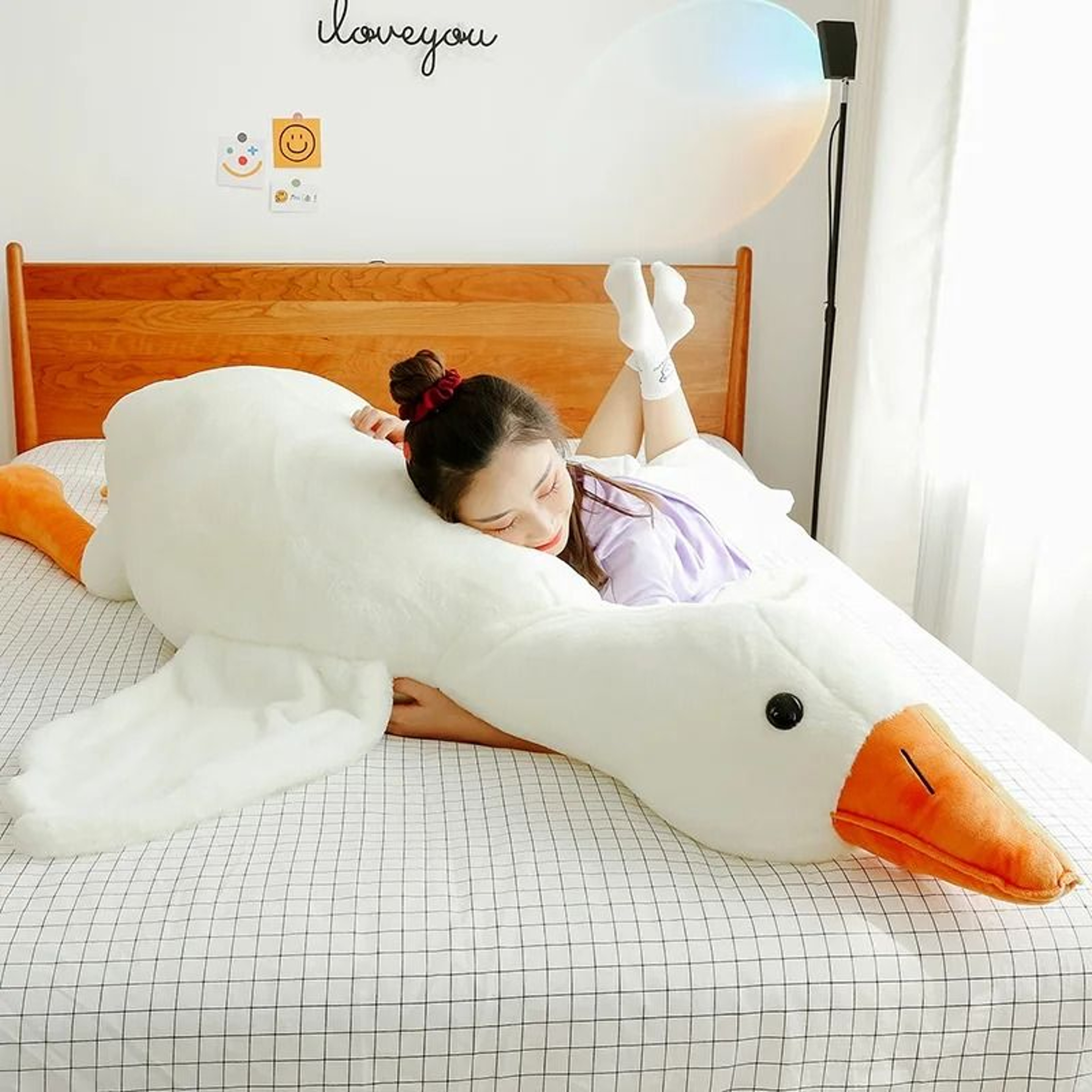 Big White Goose Throw Pillow Plush Toy Sleep Bed Birthday Gift Stuffed Doll 3