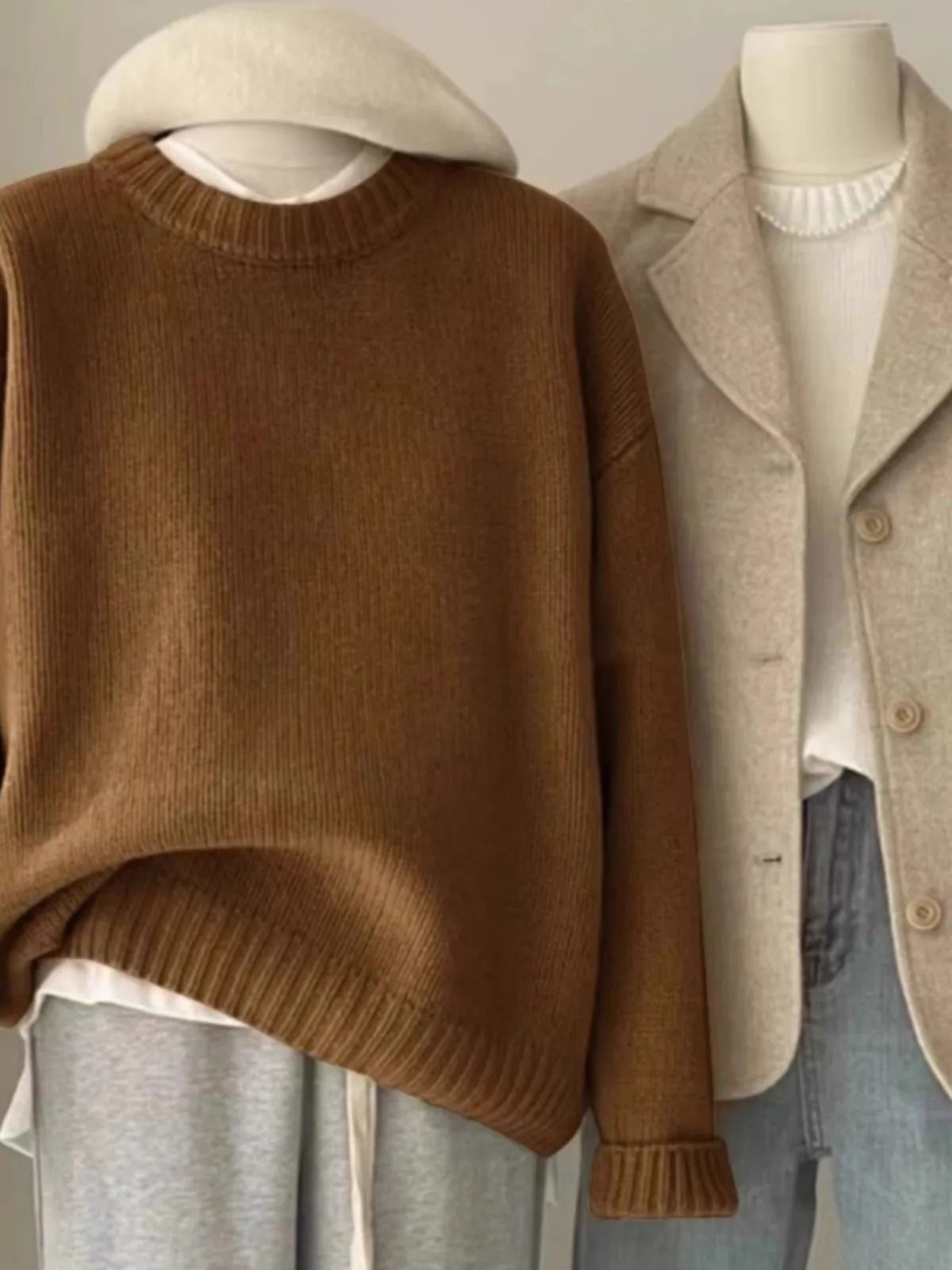 Soft Waxy Round Neck 100 Pure Cashmere Sweater Womens Loose Pullover 2