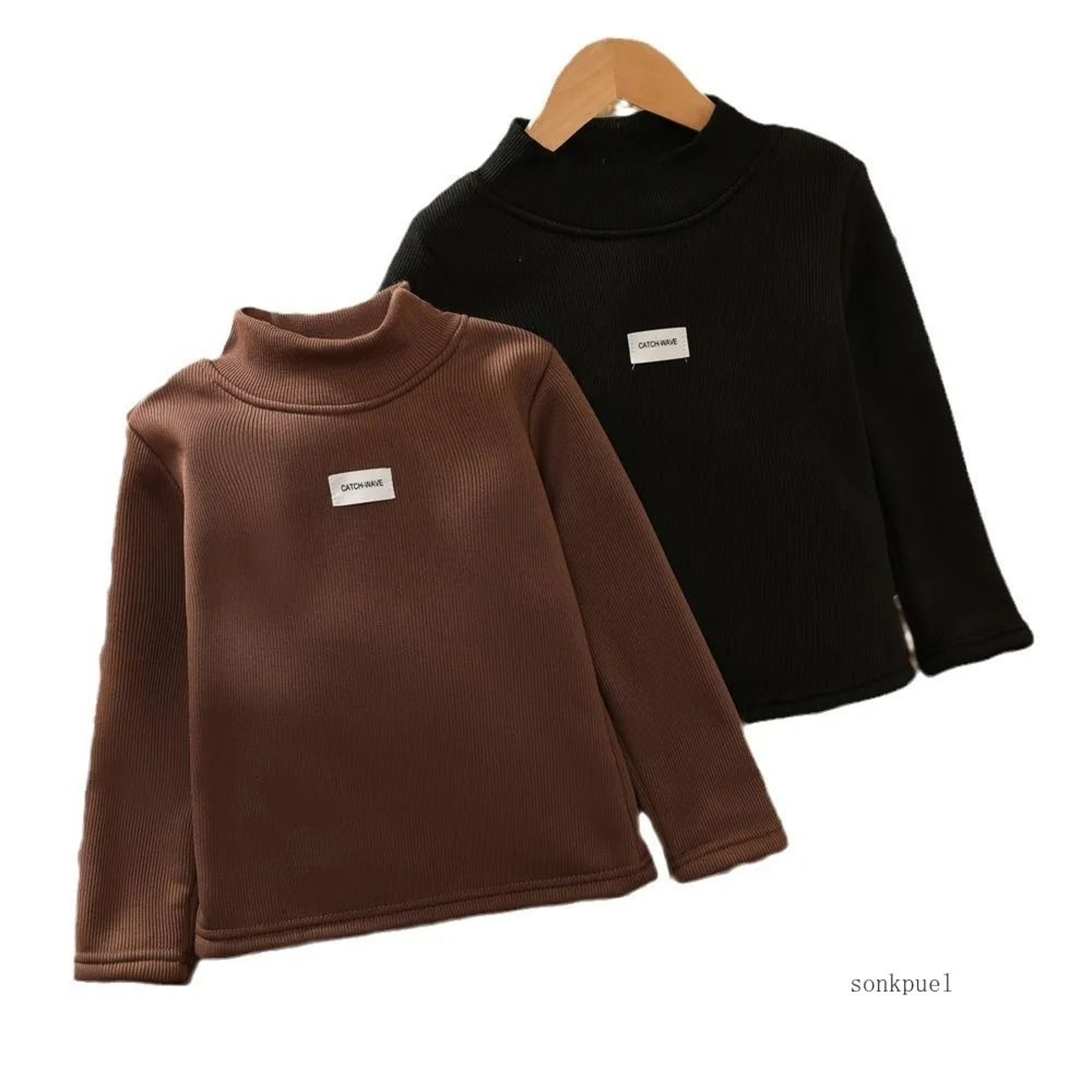 Childrens Autumn Winter Half High Neck Pullover Long Sleeve Bottom Shirt 4