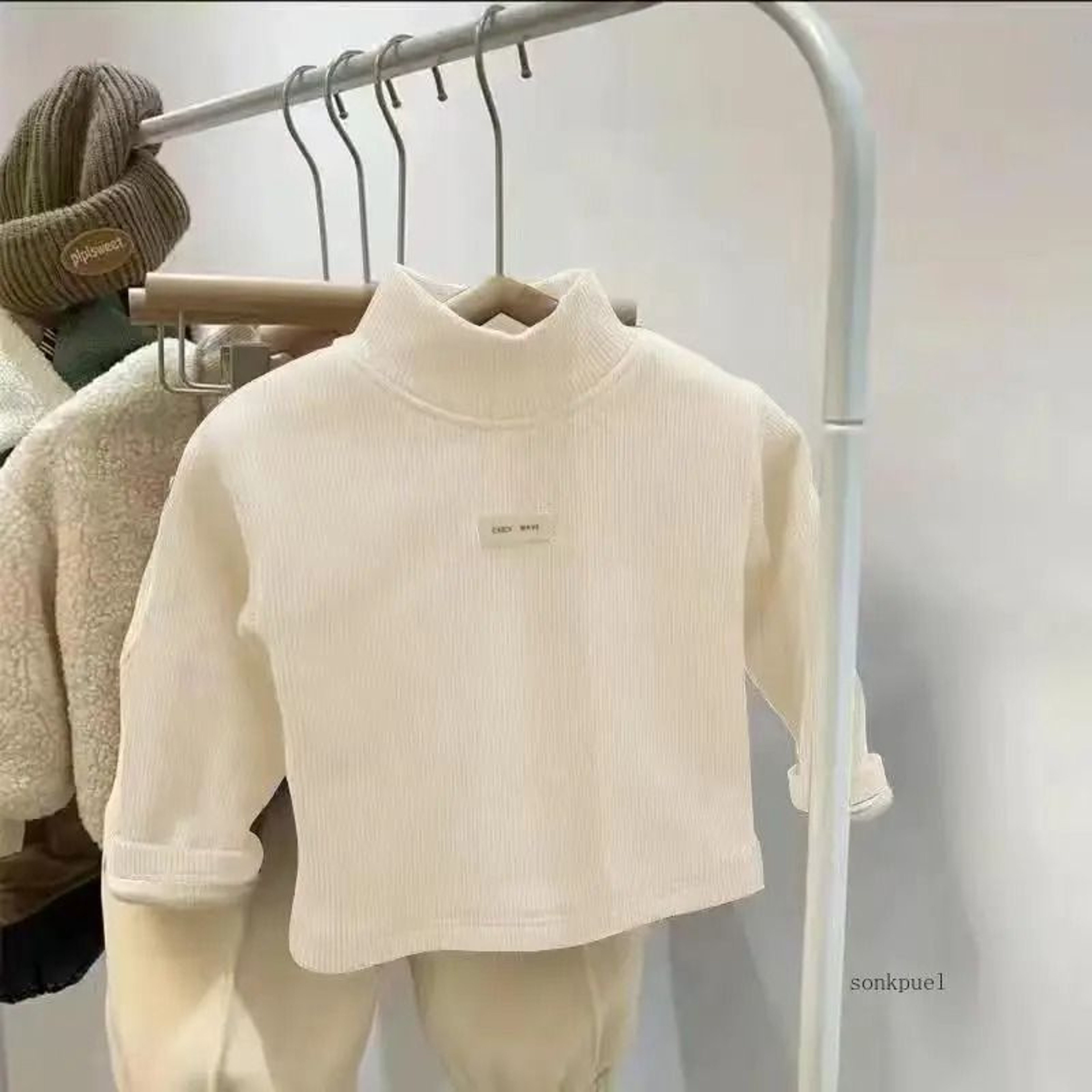 Childrens Autumn Winter Half High Neck Pullover Long Sleeve Bottom Shirt 5