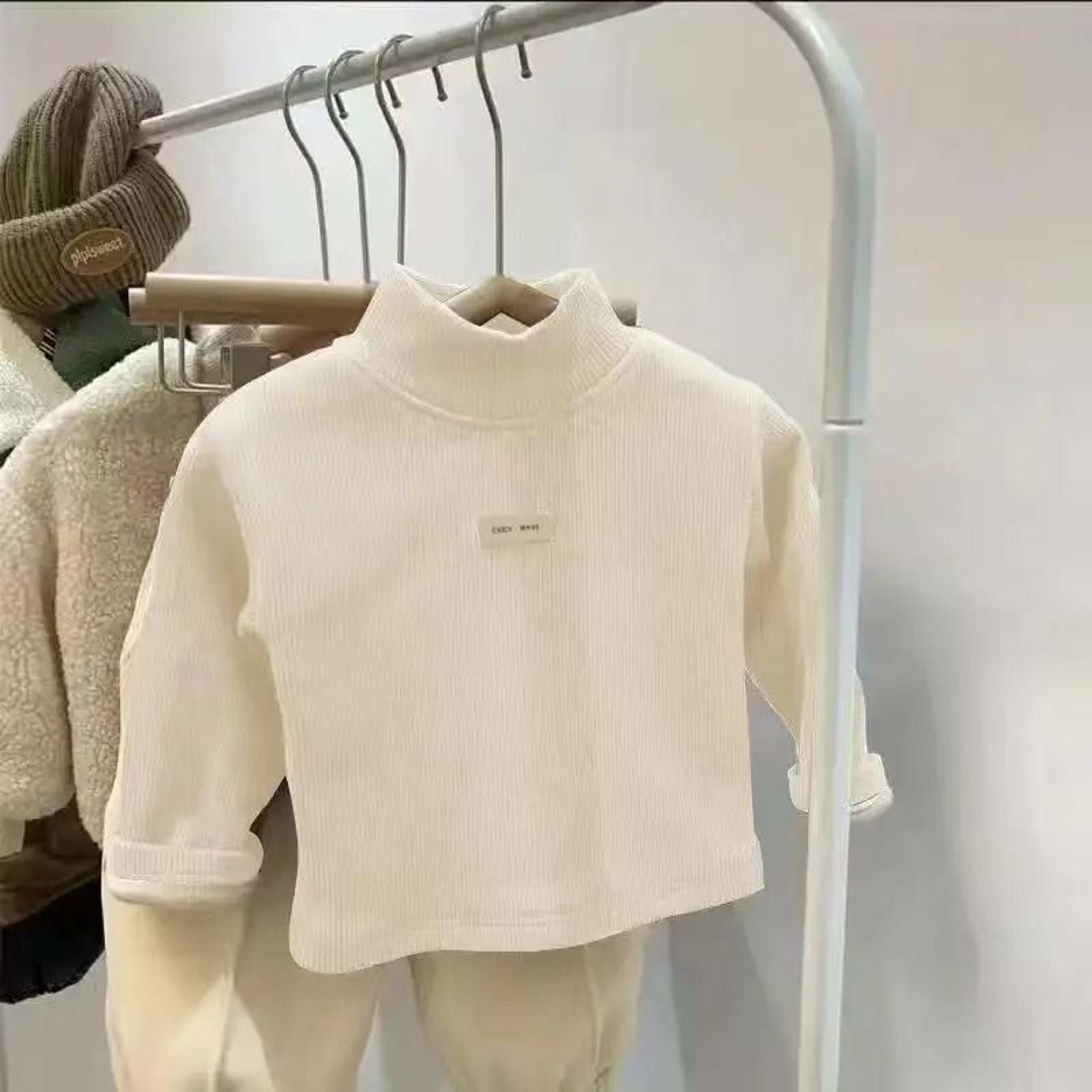 Childrens Autumn Winter Half High Neck Pullover Long Sleeve Bottom Shirt 6
