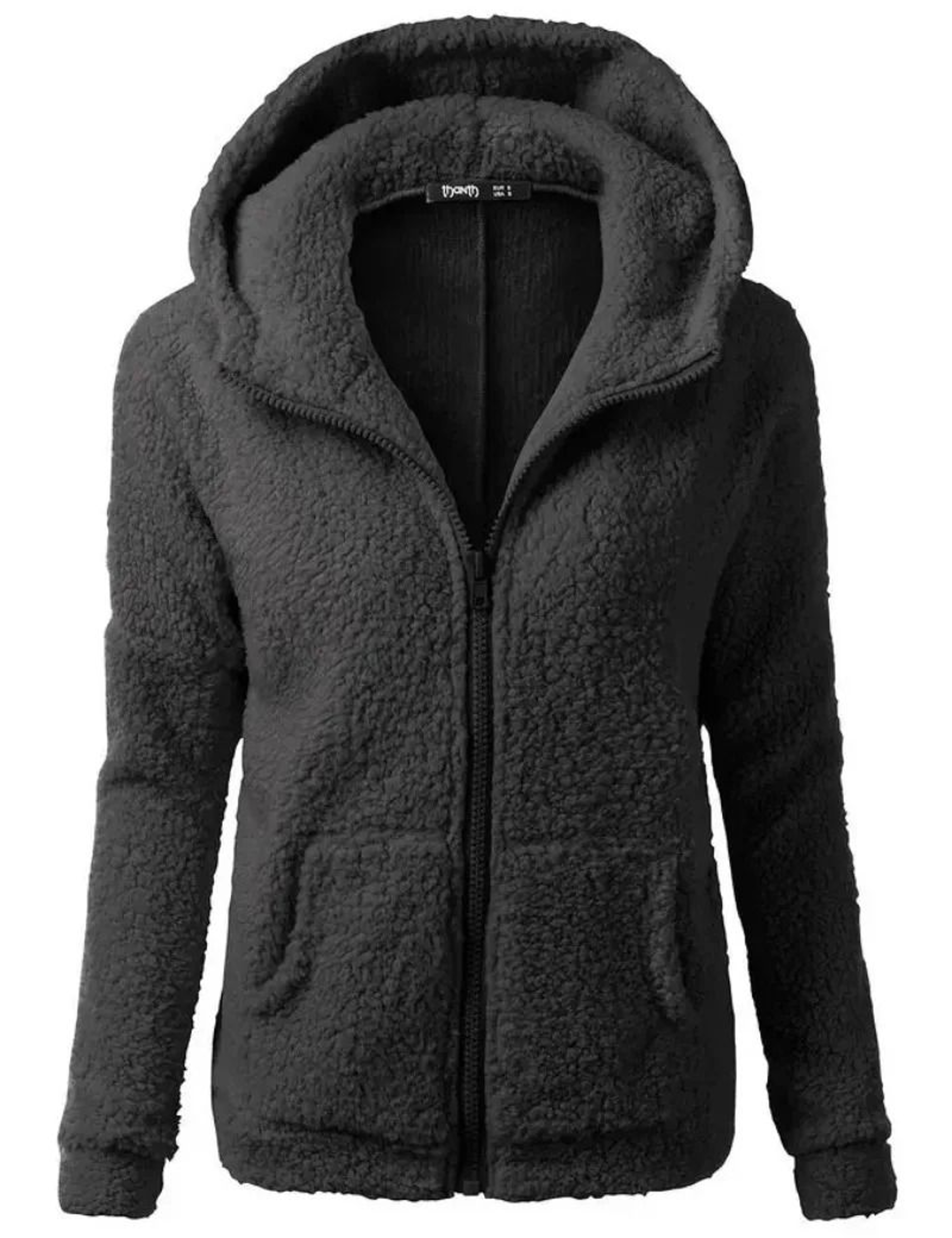 Autumn Winter Warm Hoodie Zipper Coat Solid Soft Fleece Womens Jacket 3