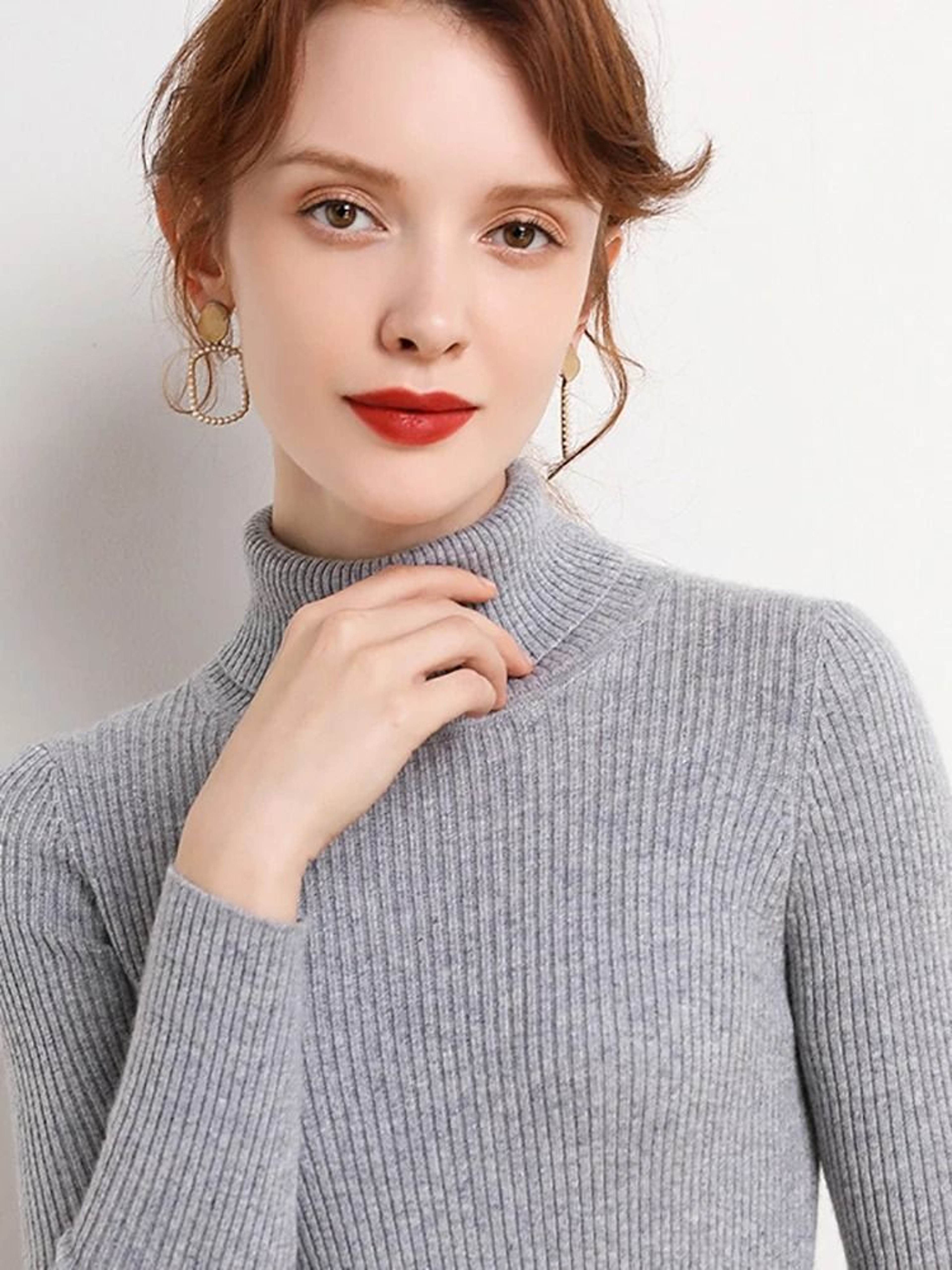 Womens Fall Turtleneck Sweater Knitted Soft Pullover Cashmere Jumper 6