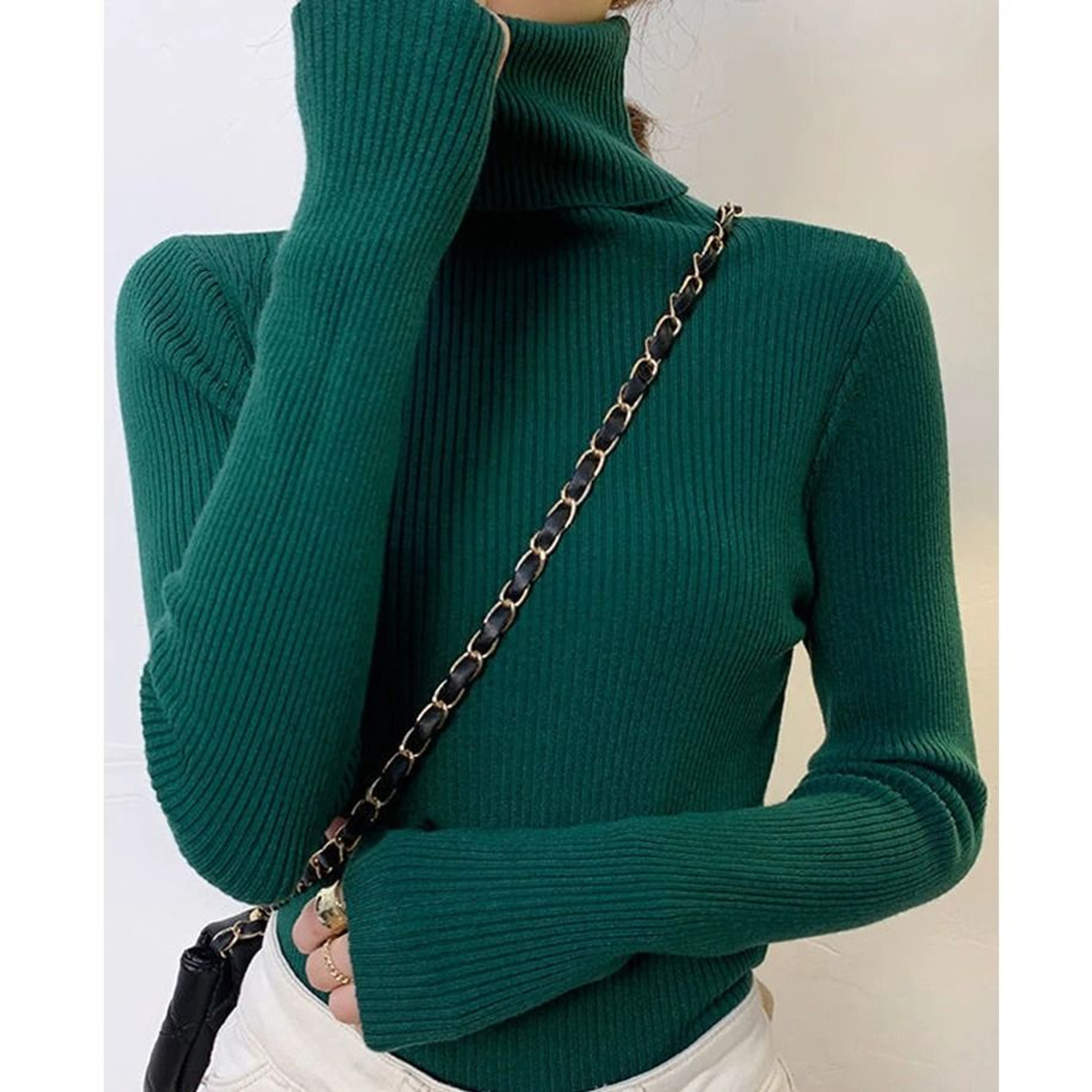 Womens Fall Turtleneck Sweater Knitted Soft Pullover Cashmere Jumper 21