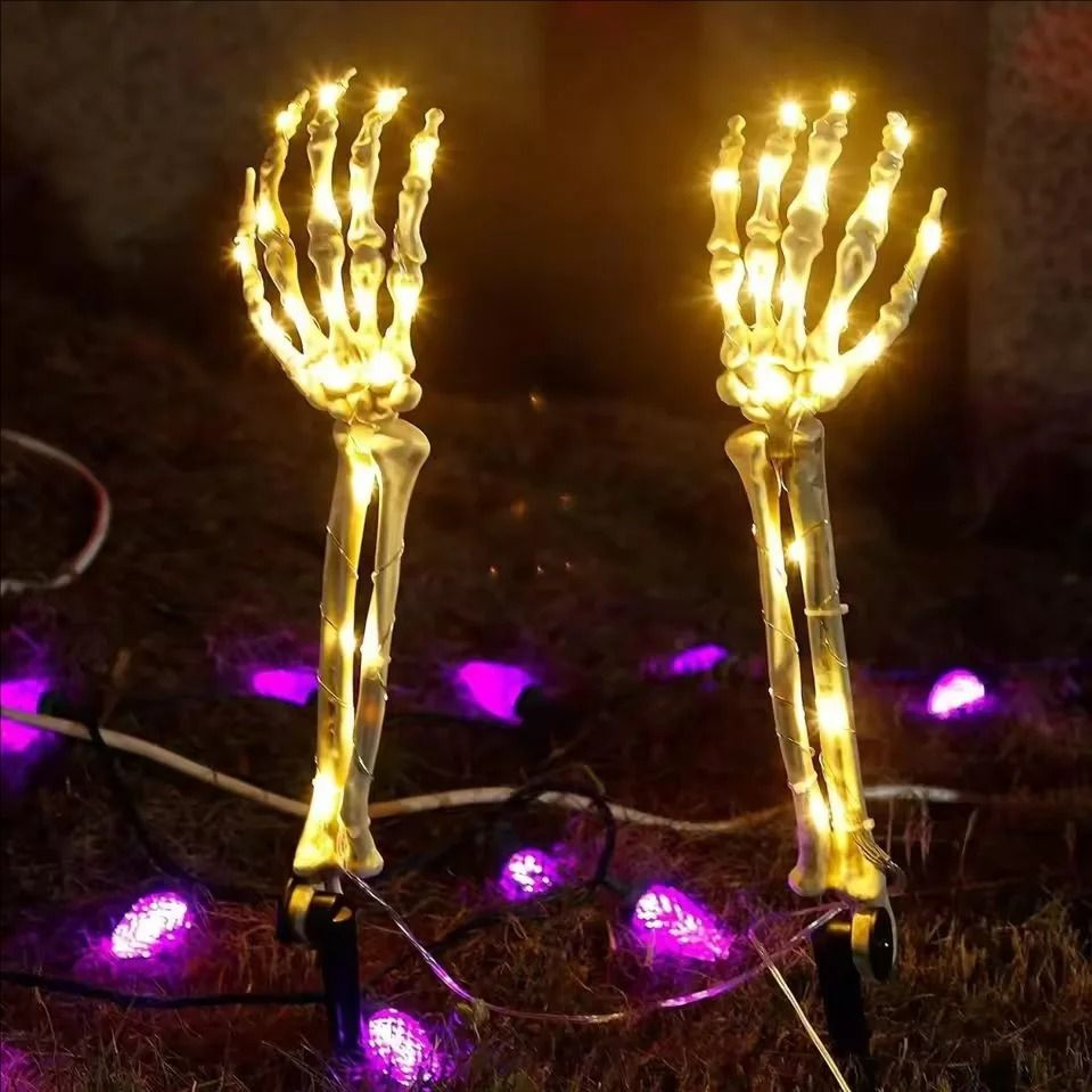 2PC Halloween Solar Ghost Hand LED Stake Lights Outdoor Waterproof Decor 9